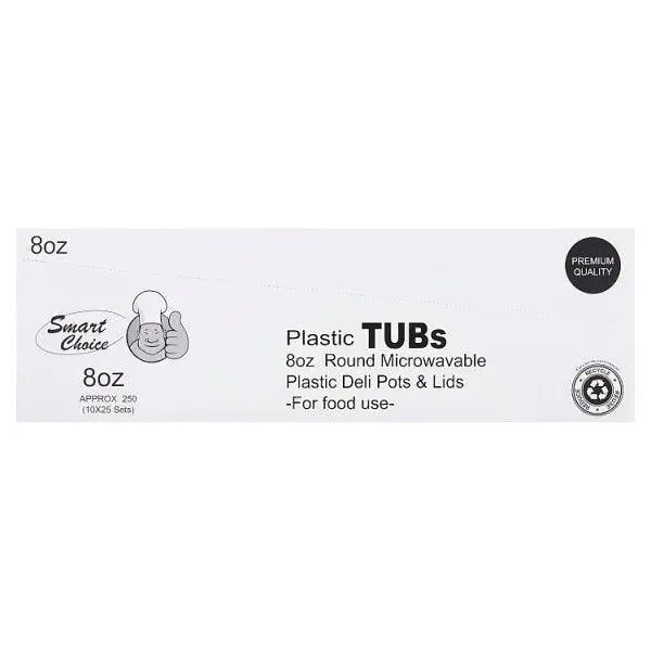 Smart Choice Plastic Tubs 8oz - Sets of 25