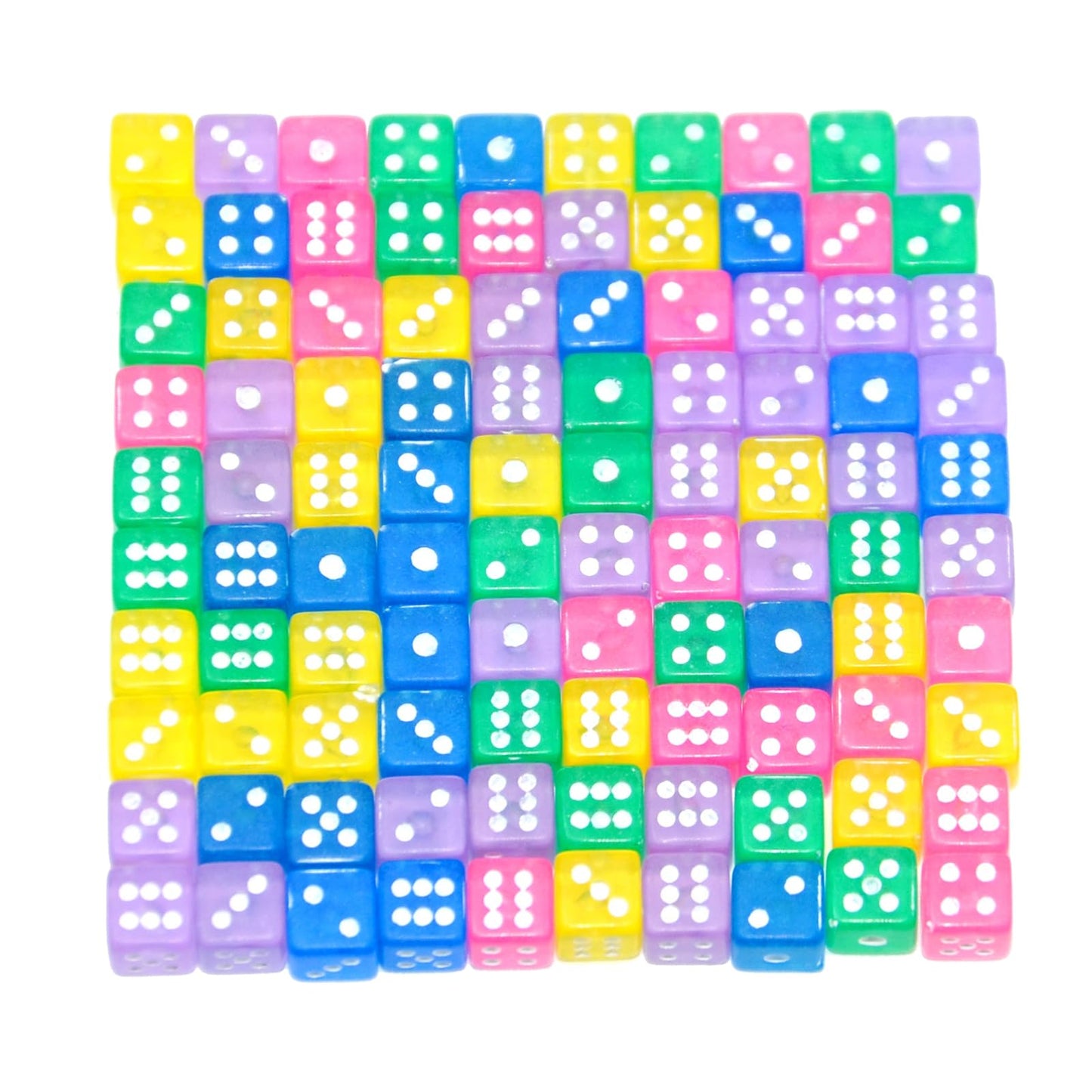 SmartDealsPro 100 Assorted D6 Mini Dice – 5mm Translucent Dice for Casino Games, Board Gaming & Math Teaching
