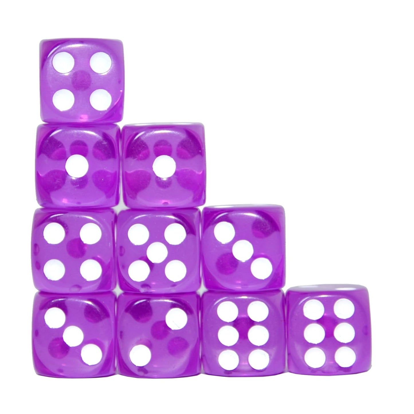 SmartDealsPro 10-Pack D6 Transparent Purple Dice (16mm) for DND, MTG, RPG – Readable & Durable