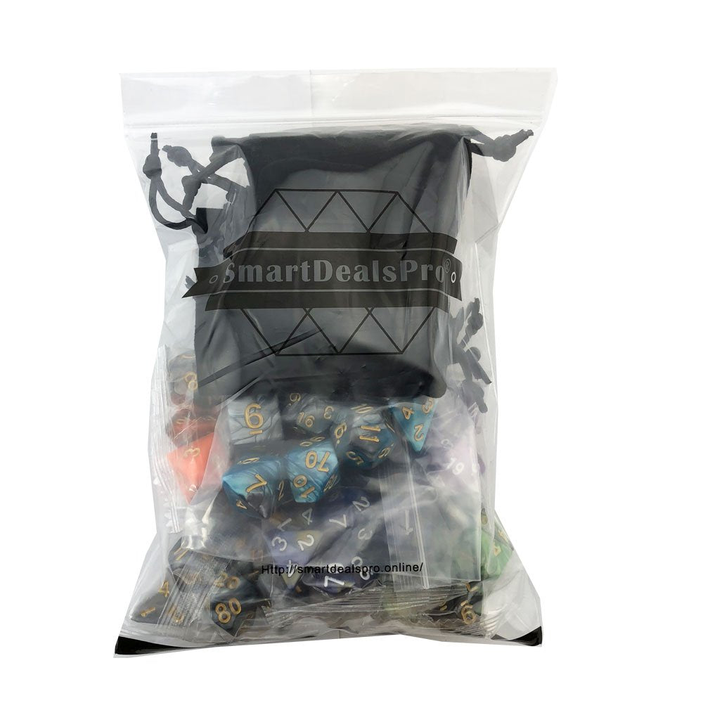 SmartDealsPro 6-Color Double-Colors Polyhedral Dice Sets with Pouches – D&D, MTG, RPG