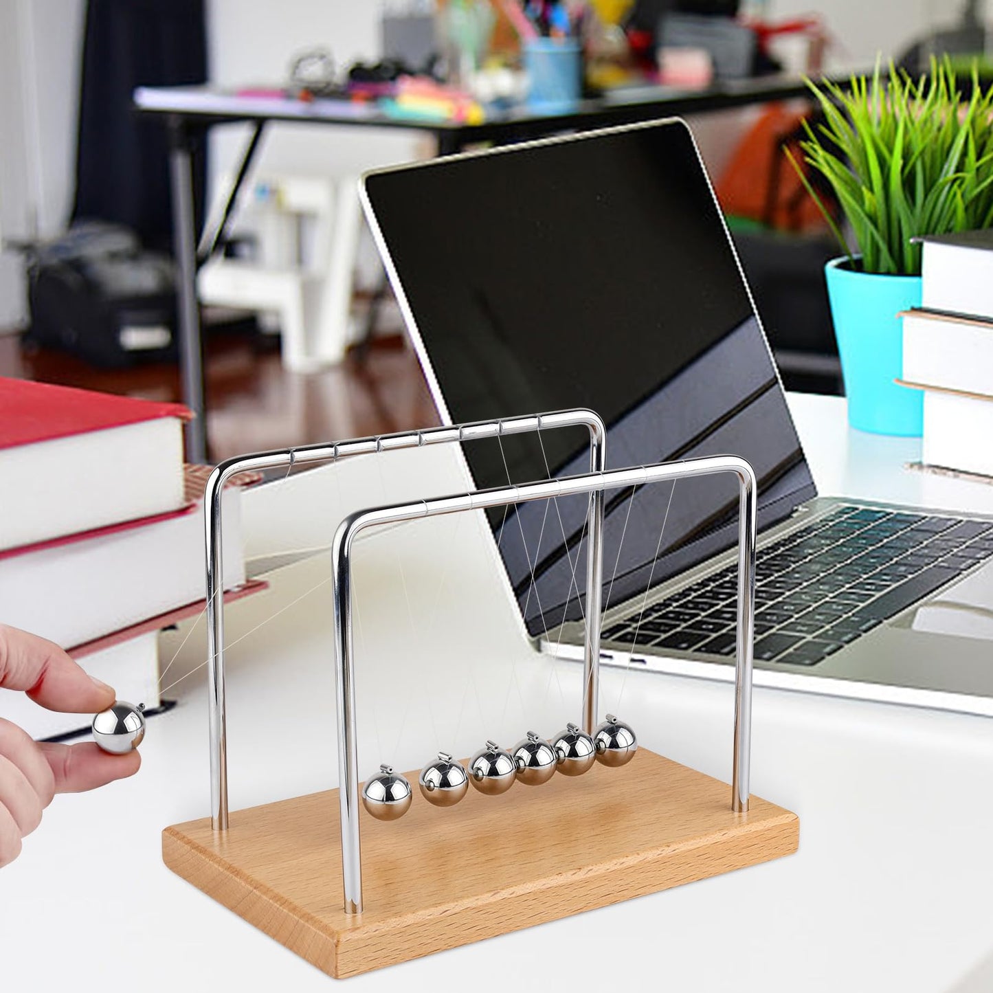 Smilesorg Newton's Cradle Balance Balls — Fascinating Physics Gadget (7 Beads)