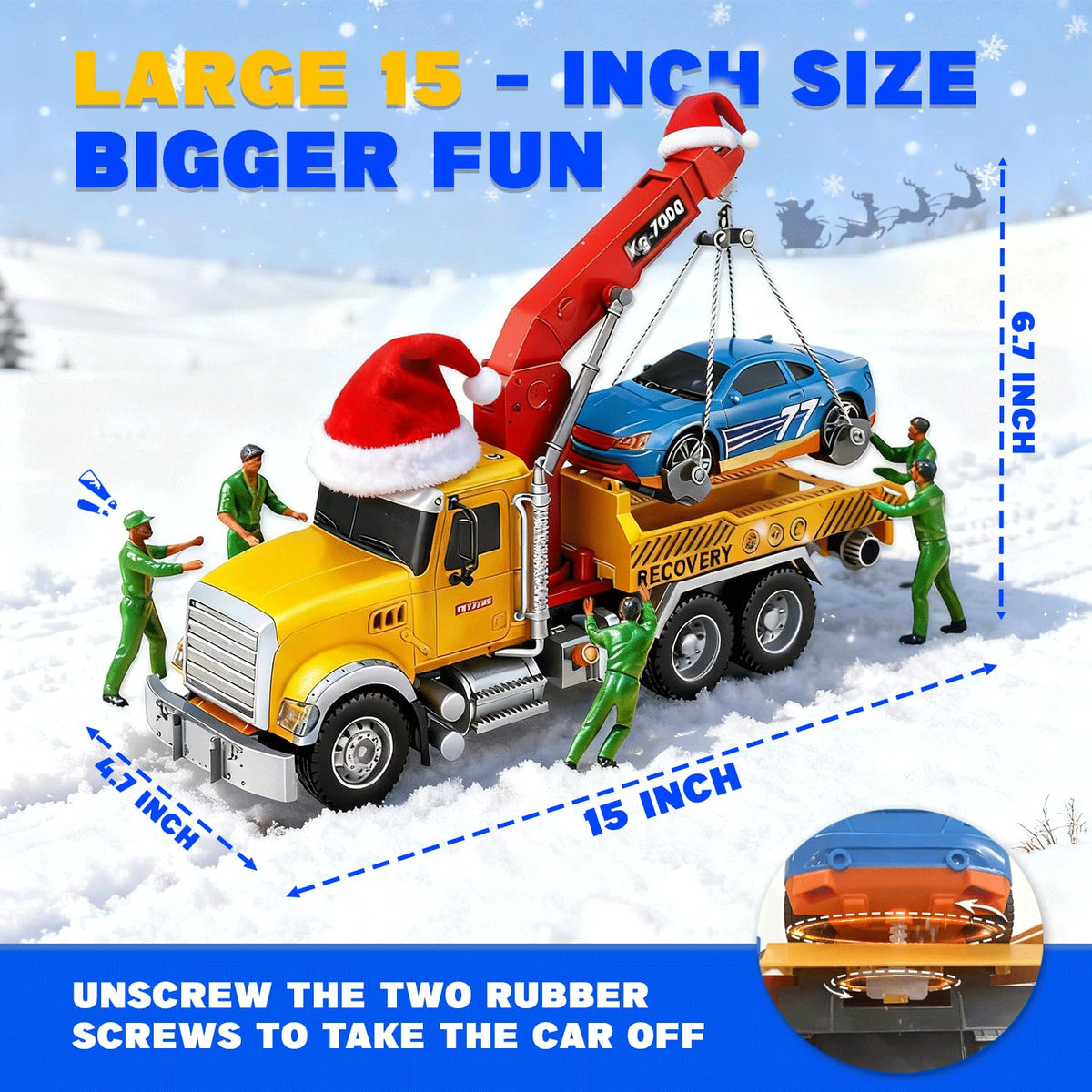 SMILESSKIDDO 1:12 Friction-Powered Tow Truck Toy with Lights & Sounds for Ages 3–6