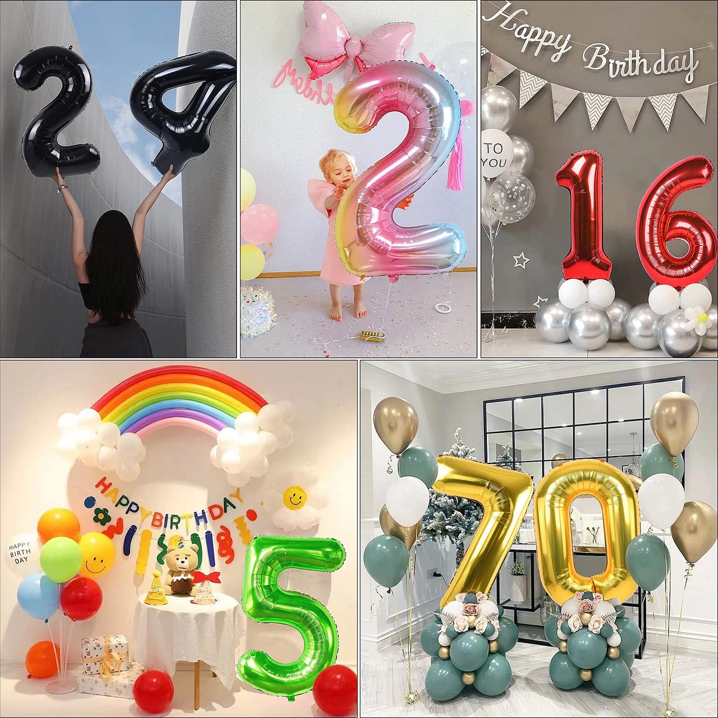 Smlpuame 40-Inch Gold Number 5 Balloon – Premium Foil Party Decor