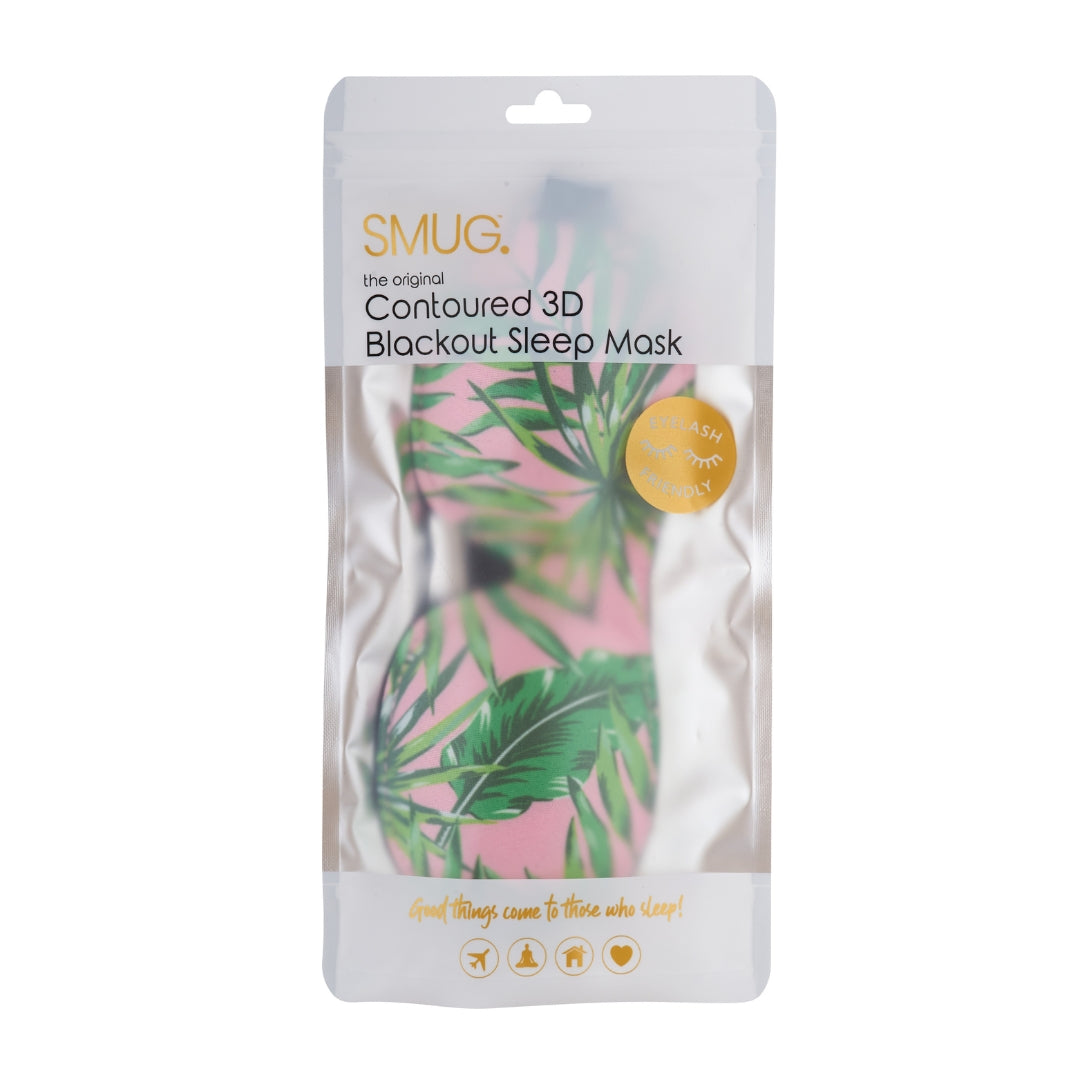 Contoured Sleep Mask & Accessories Bag Set - Palm Print