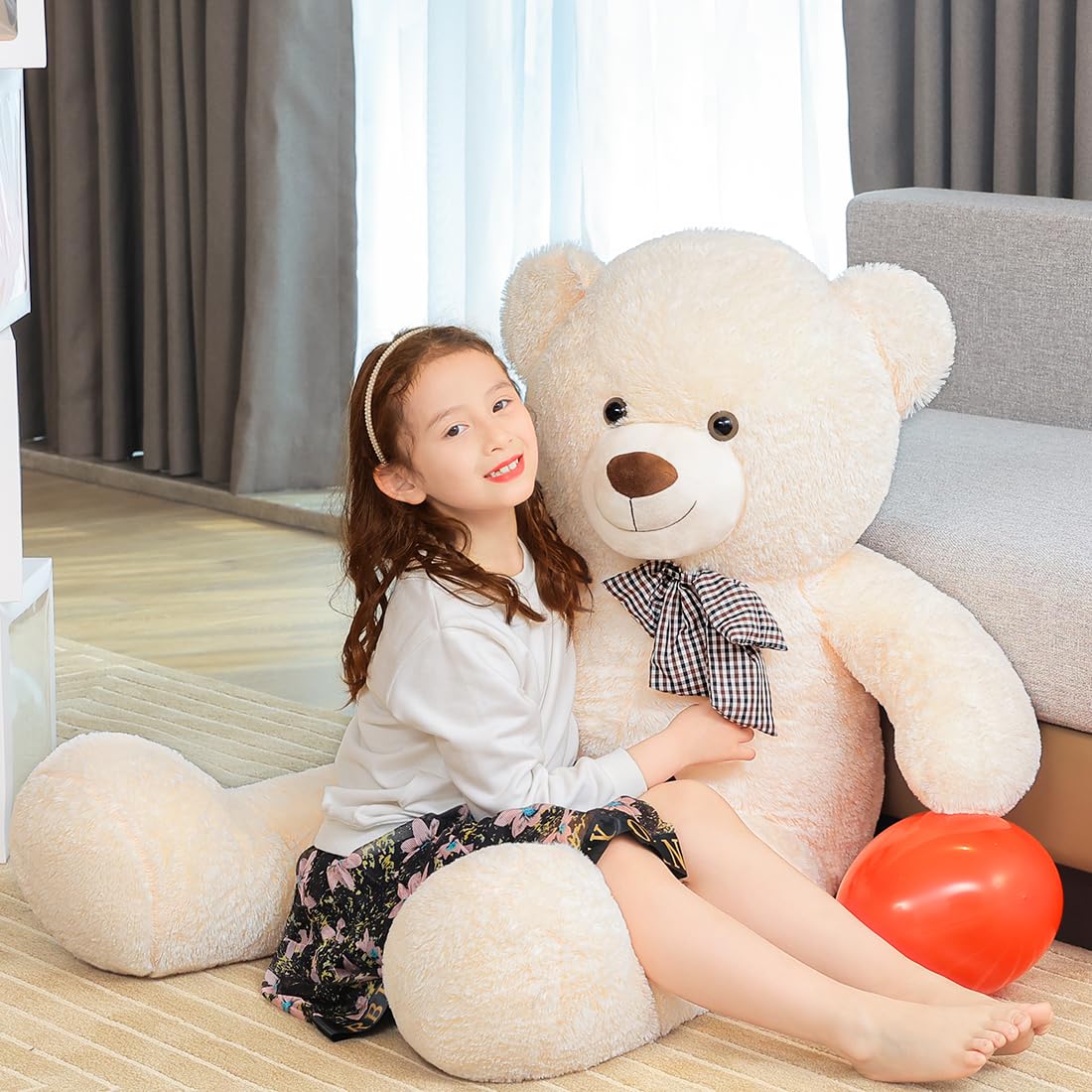 SNOWOLF Giant White Teddy Bear – 47" Life-Size Plush (120 cm, 5 lb) Gift Box Ready