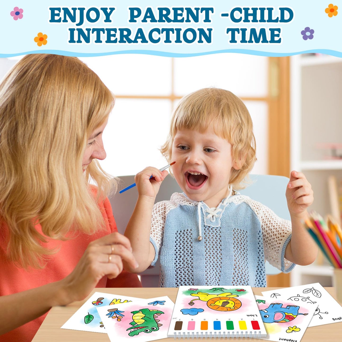 SOCOLER Paint with Water Coloring Books for Toddlers | Mess-Free Animal Theme Watercolor Kit (Ages 1-8)