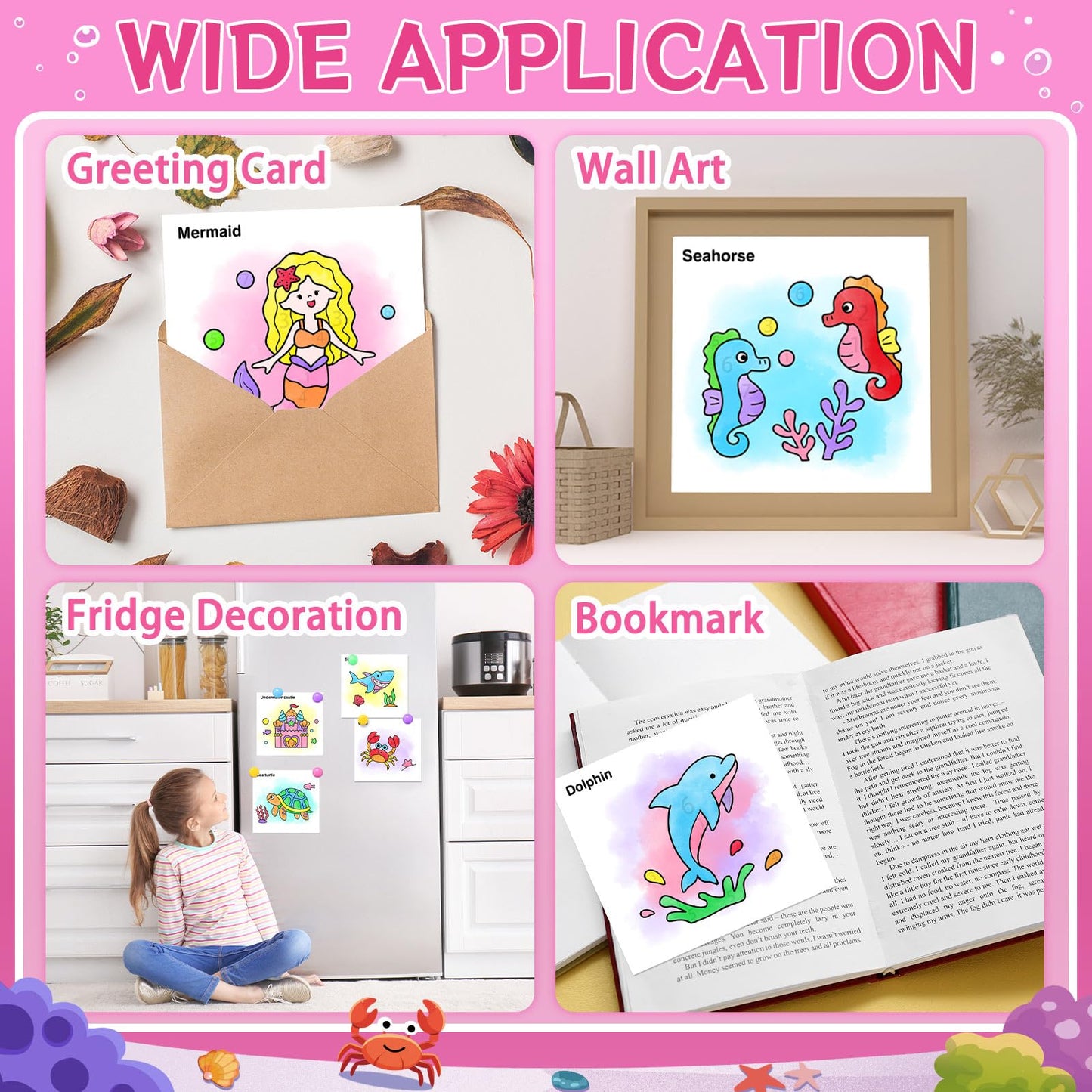 SOCOLER Sea World Water Coloring Book Set for Kids — Mess-Free Watercolor Painting with 2 Brushes (Ages 1-8)