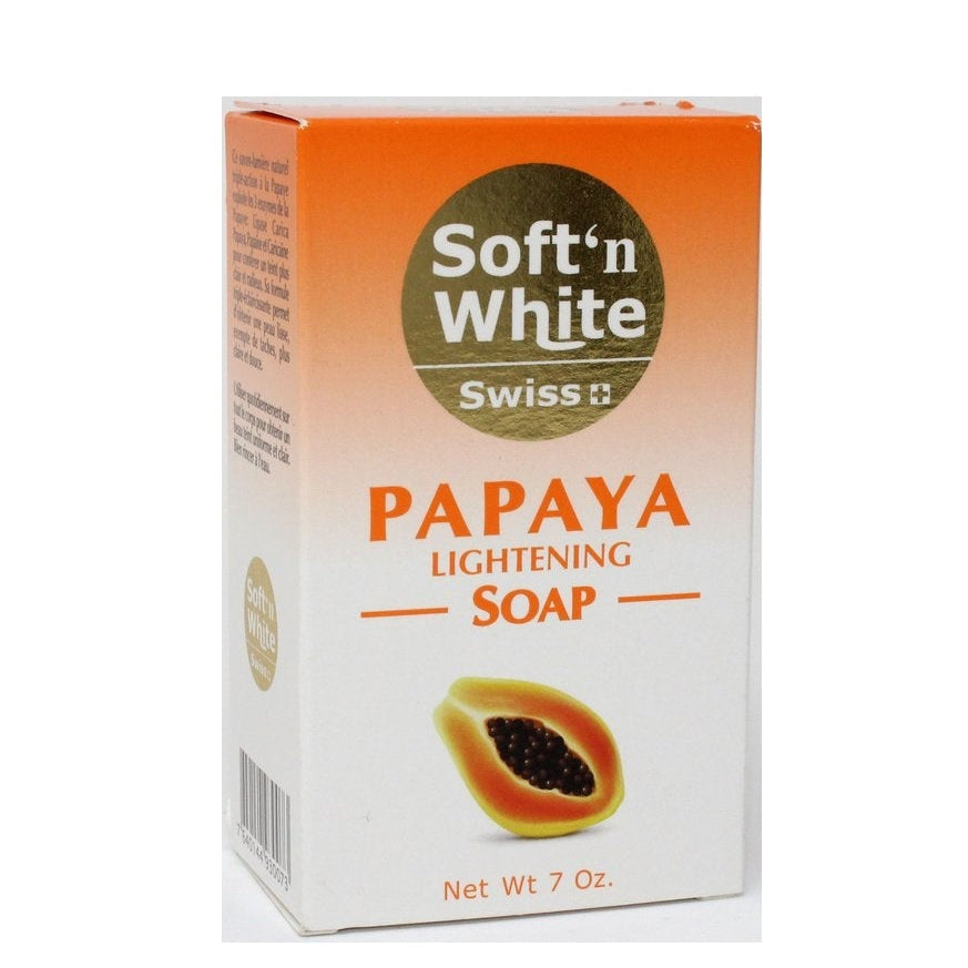 Swiss Soft N White Papaya Lightening Soap for Brightening & Even Skin Tone 200g/7.05 oz