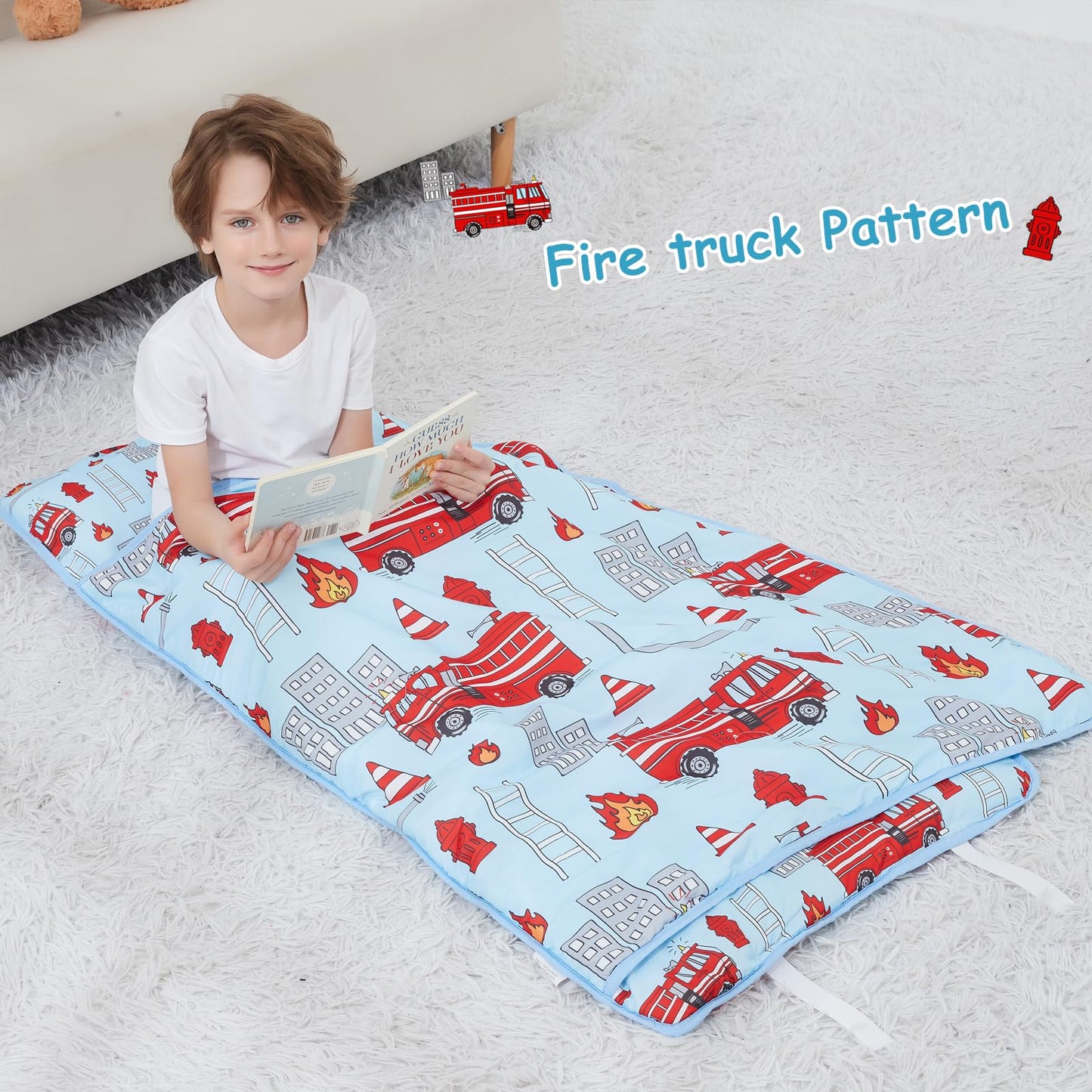 Softan Toddler Nap Mat with Pillow & Minky Blanket | All-in-One Kids Sleeping Bag