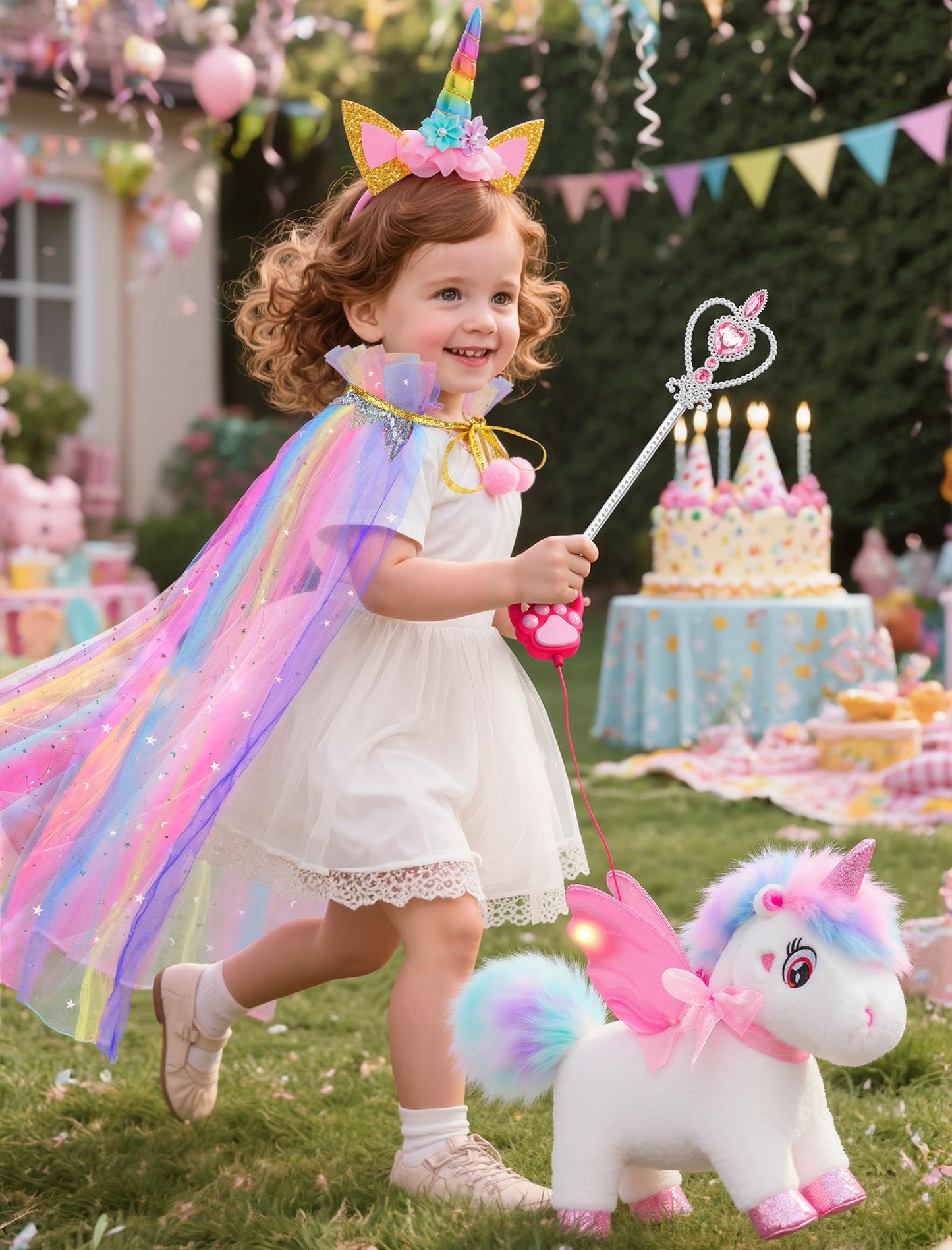 SOLIEHOO Unicorn Toys for Girls 3-6 | Walking, Talking, Singing Interactive Plush with Light-Up Cape