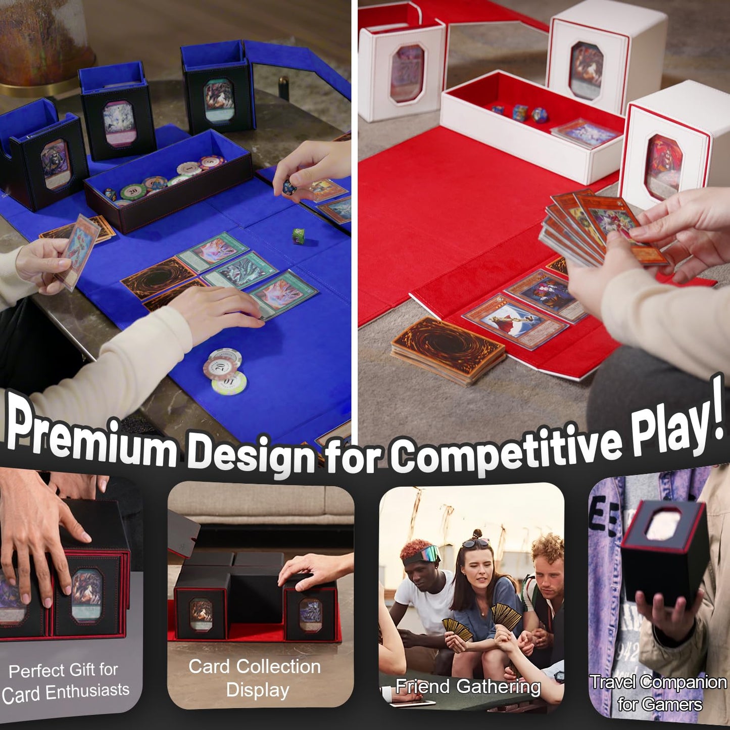 Solisifime Trading Card Storage Box with Commander Display – 5-in-1 MTG/TCG & Sports Card Organizer