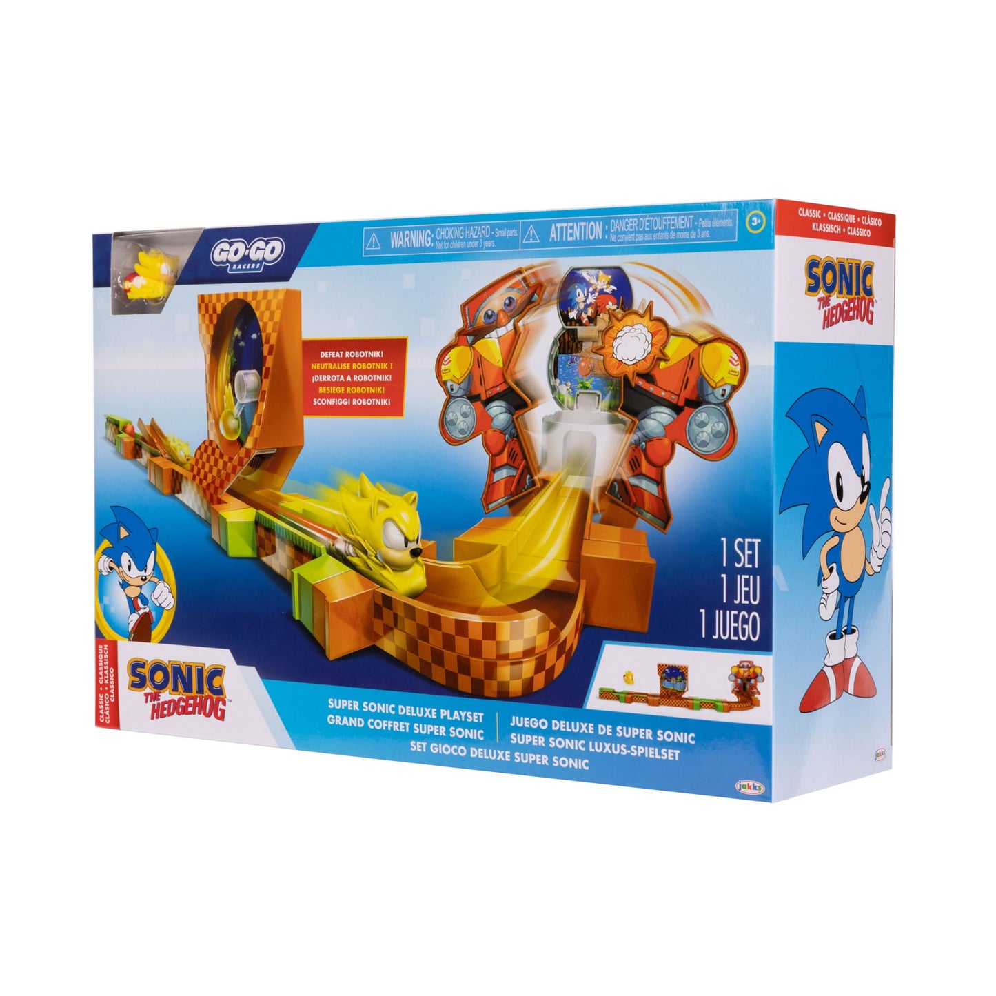 Go Go Racers Deluxe Playset with Diecast Super Sonic Figure | Sonic The Hedgehog