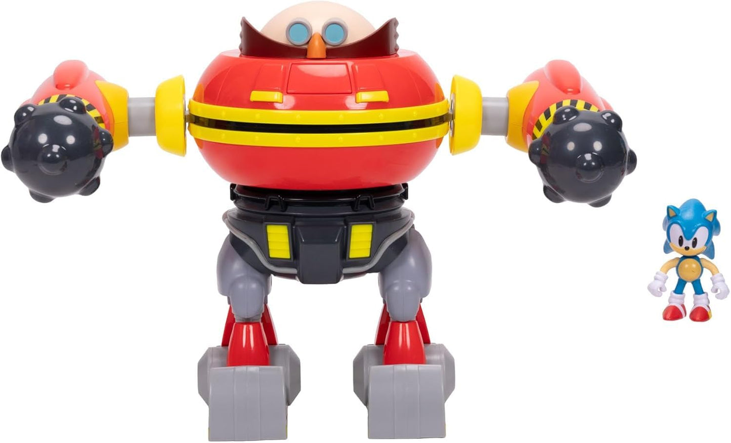 Sonic The Hedgehog 2.5-Inch Figure + Hammer Egg Robot Deluxe Playset – 360° Spin Attack & Projectile Arms