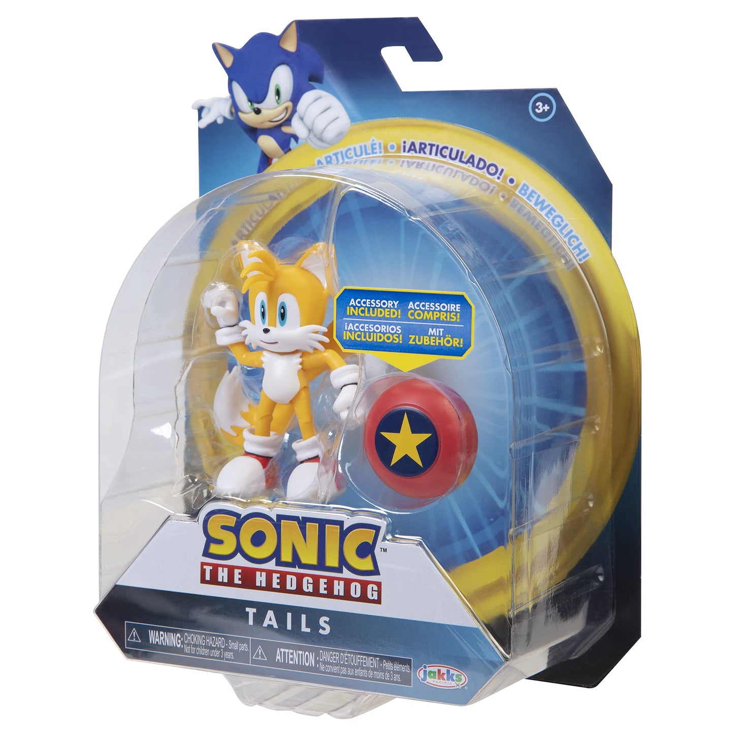 Sonic The Hedgehog 4-Inch Modern Tails with Star Spring – Collectible Action Figure