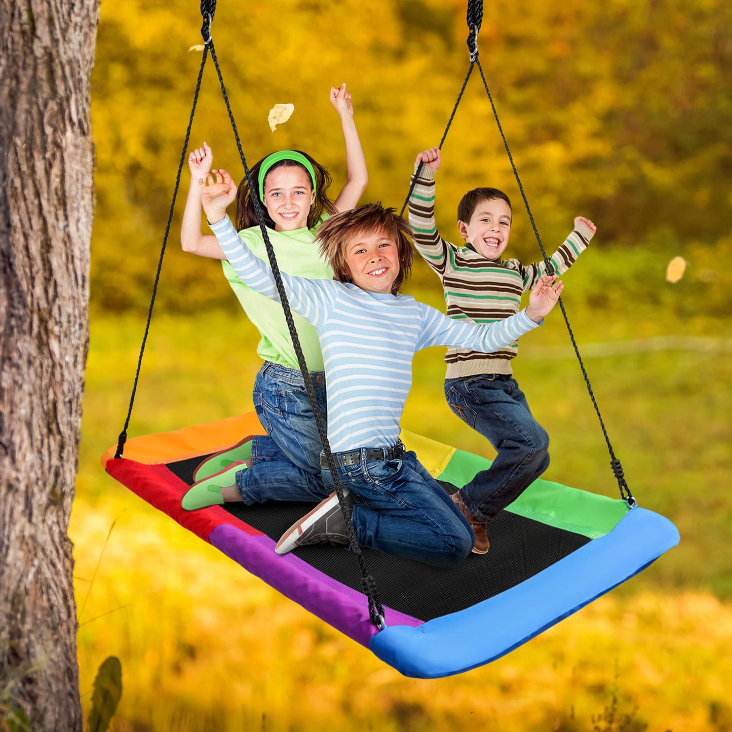 Sorbus 60-Inch Saucer Swing for Kids – Large Platform Tree Glider with Adjustable Ropes, Indoor/Outdoor Fun
