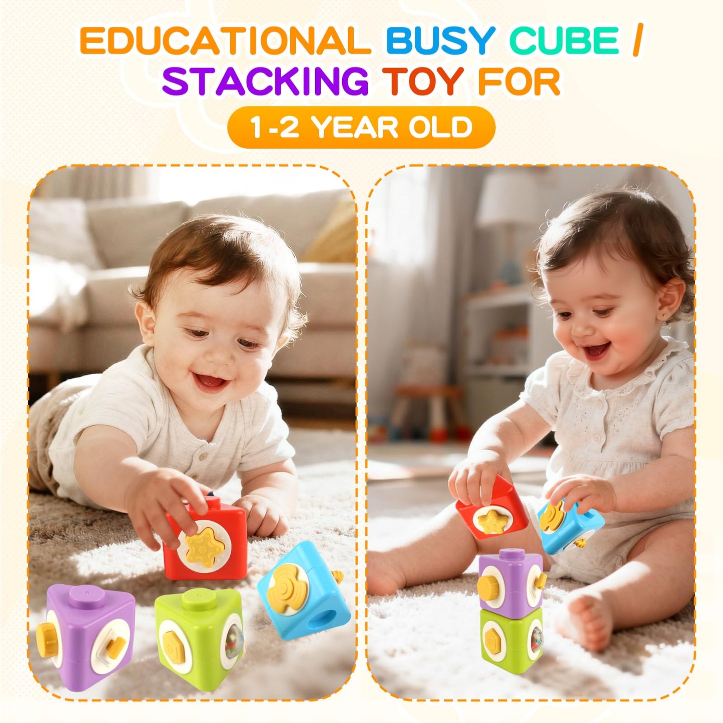 SOSUSHOE Montessori Activity Cube & Busy Board – 12-in-1 Travel Toy for Toddlers