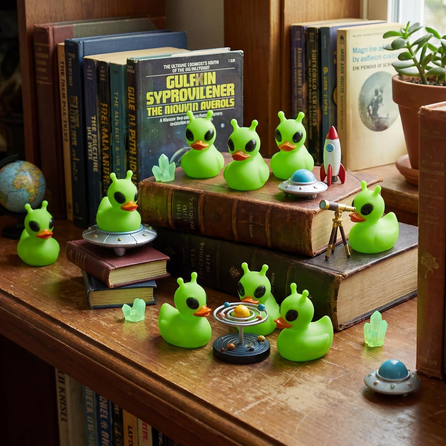 Sotiff 25 Pcs Green Alien Rubber Ducks – Space Theme Party Favors