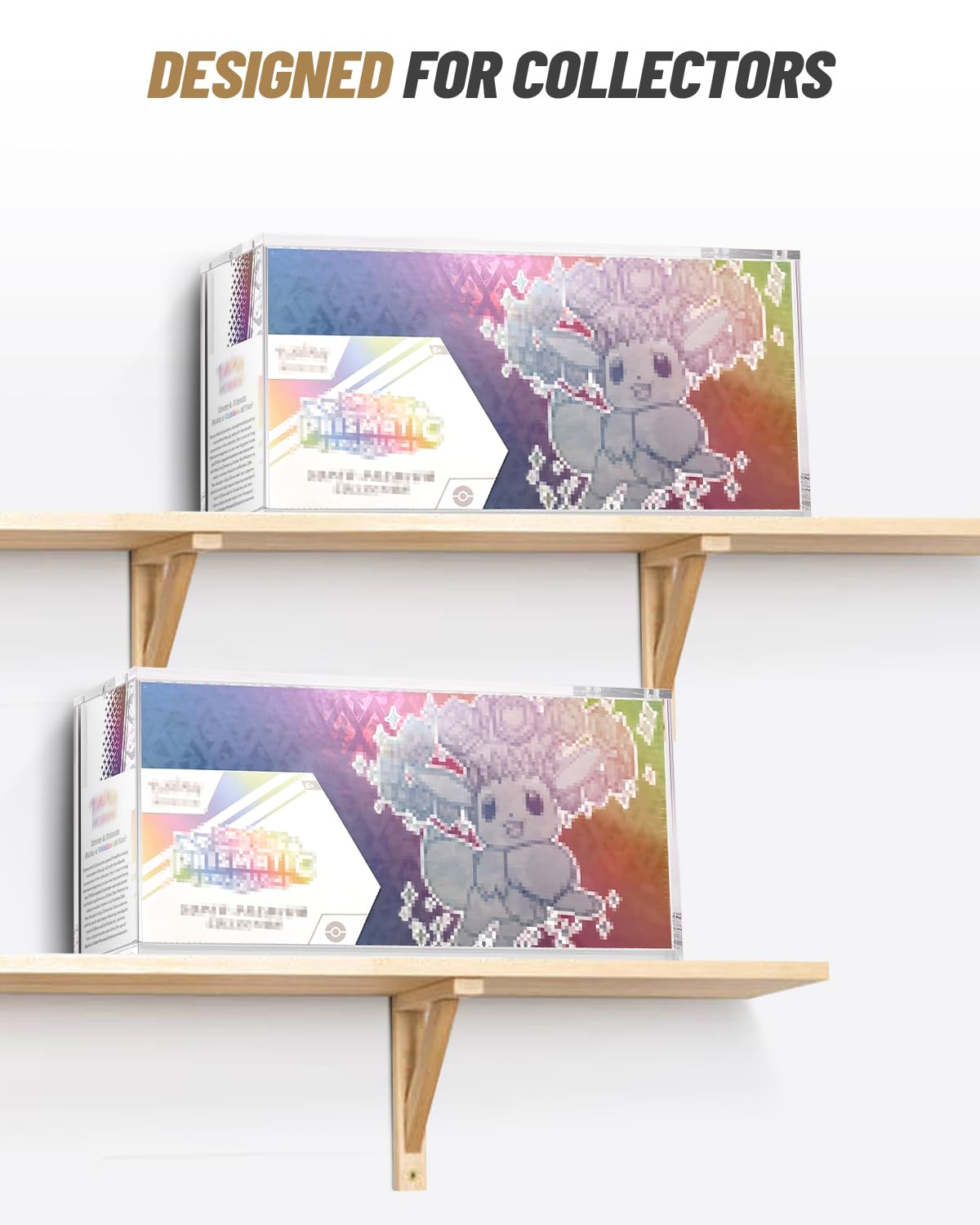 SOWANO Clear Acrylic Display Box for Prismatic Evolutions – 14.3x3.3x6.8in, Stackable Magnetic Lid