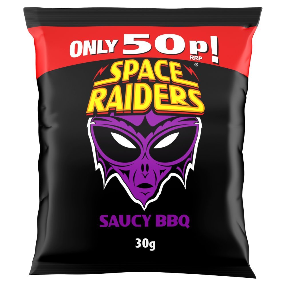 Space Raiders Saucy BBQ Cosmic Corn Snacks, 25g (Box of 36)