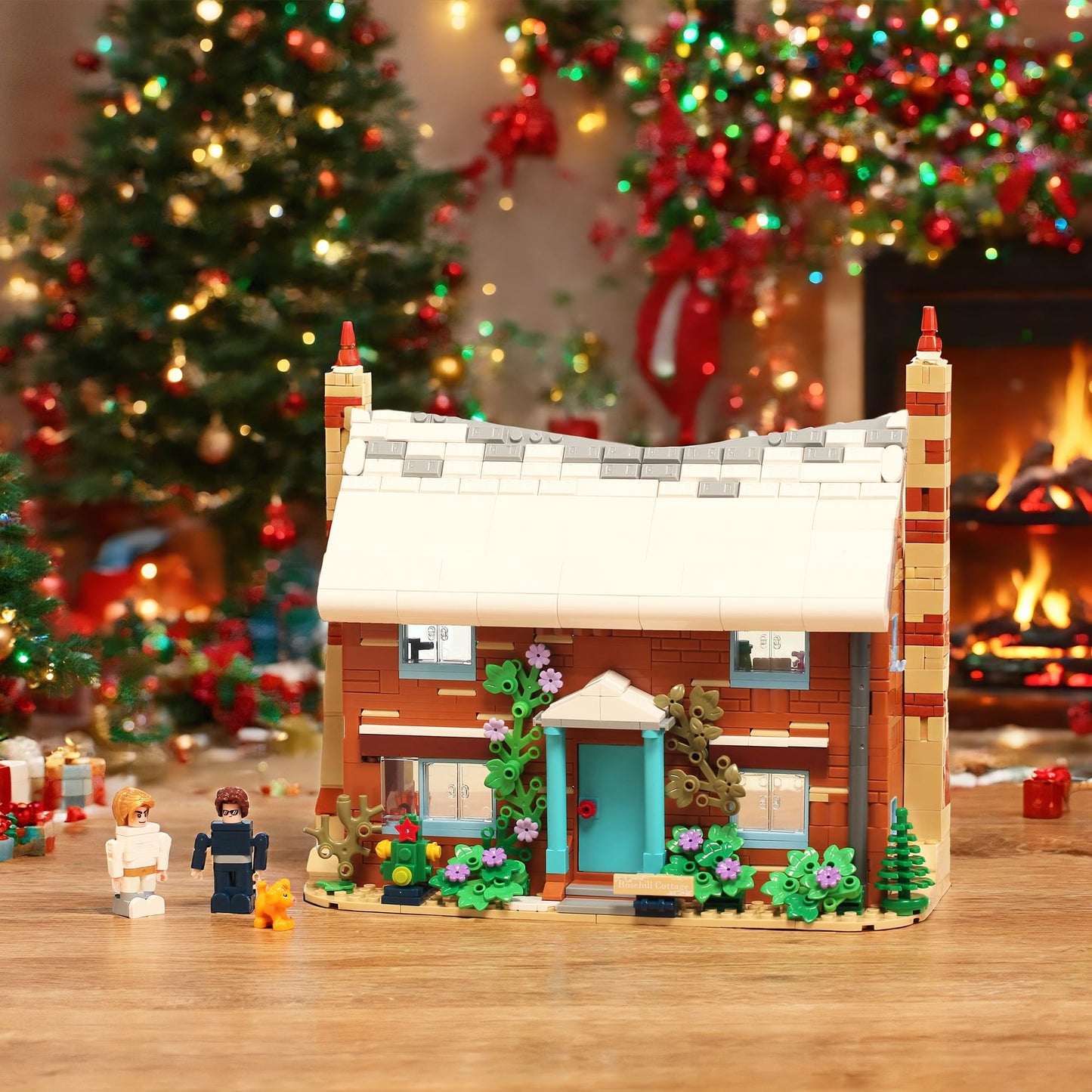 Spaciolo Holiday Christmas Building Set – Rosehill Cottage Village, Lego Compatible, Cozy Winter House