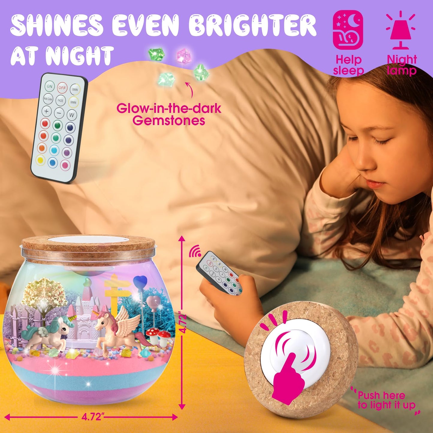 SparkleMe Unicorn Terrarium Crafts Kit for Kids — LED Night Light DIY Toy (Ages 5–10)