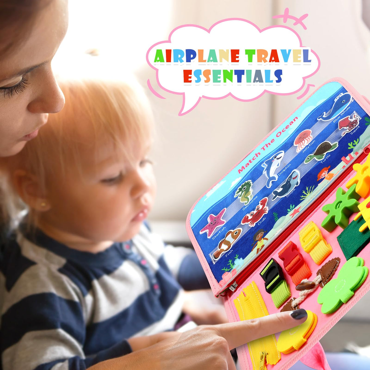 SparkShoots Montessori Busy Board for Toddlers – 27 Activities, Lightweight & Travel‑Friendly