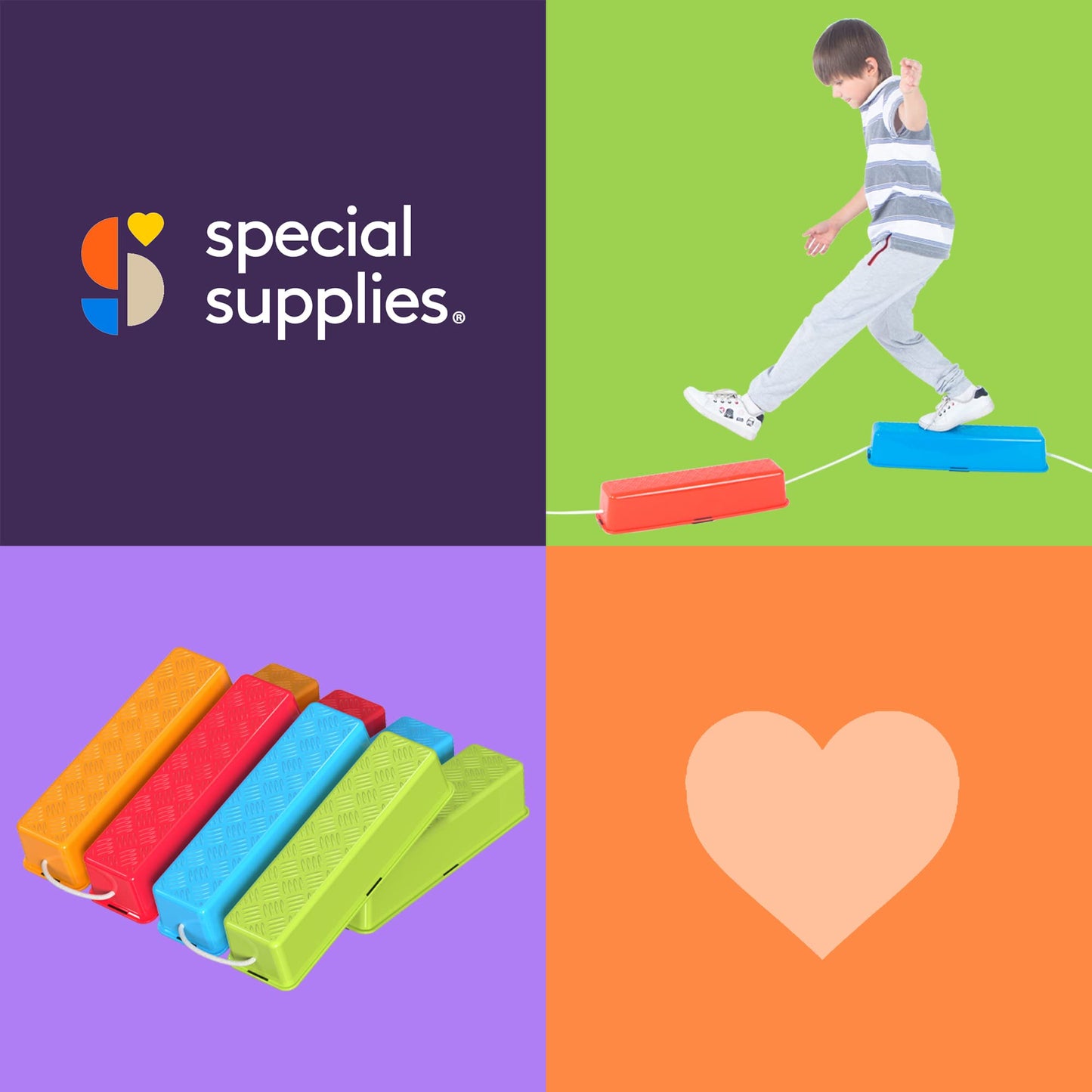 Special Supplies Stepping Stones – 8-Set Balance Beams, Non-Slip Texture