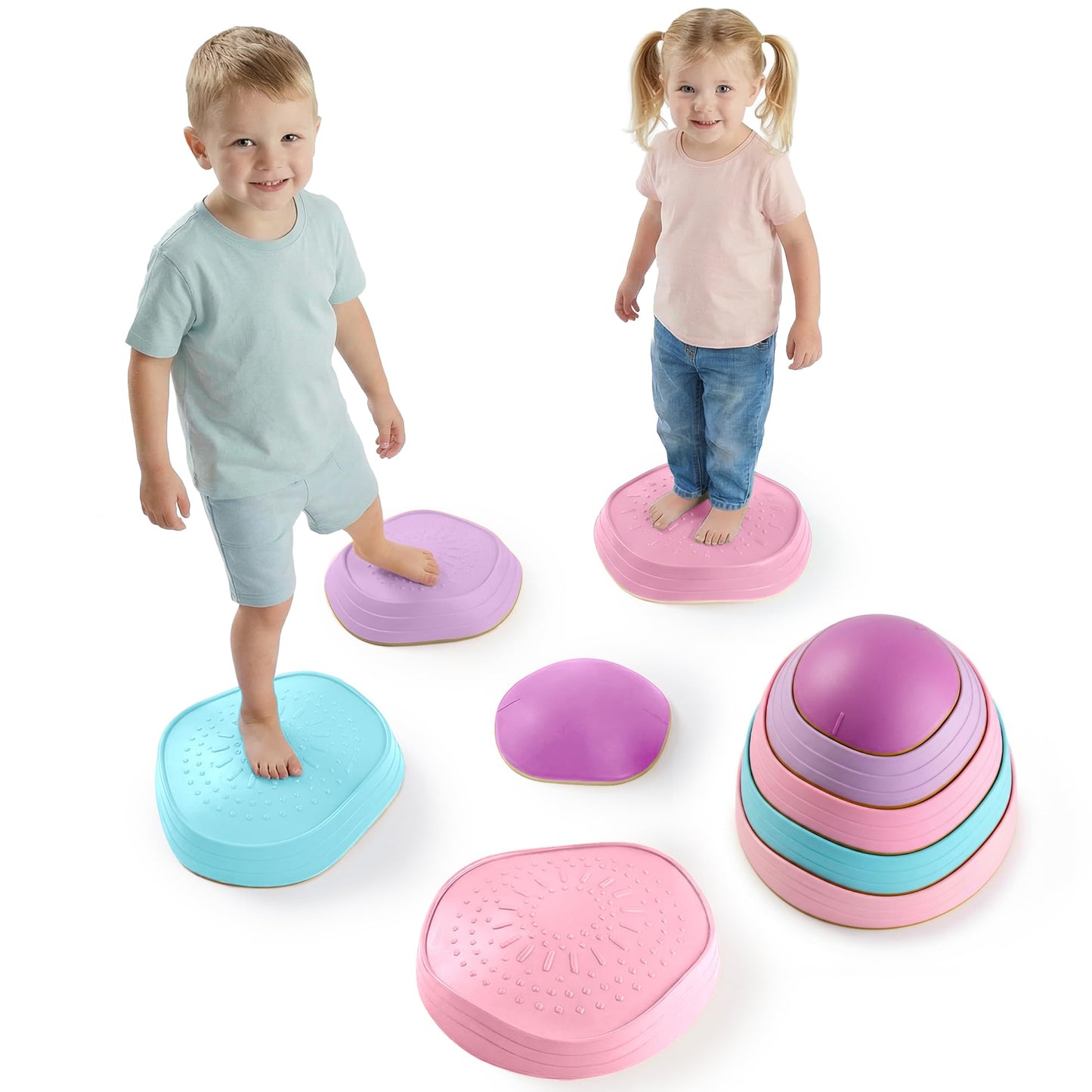 Special Supplies Stepping Stones for Kids – 5-Block Balance Set (Indoor/Outdoor)