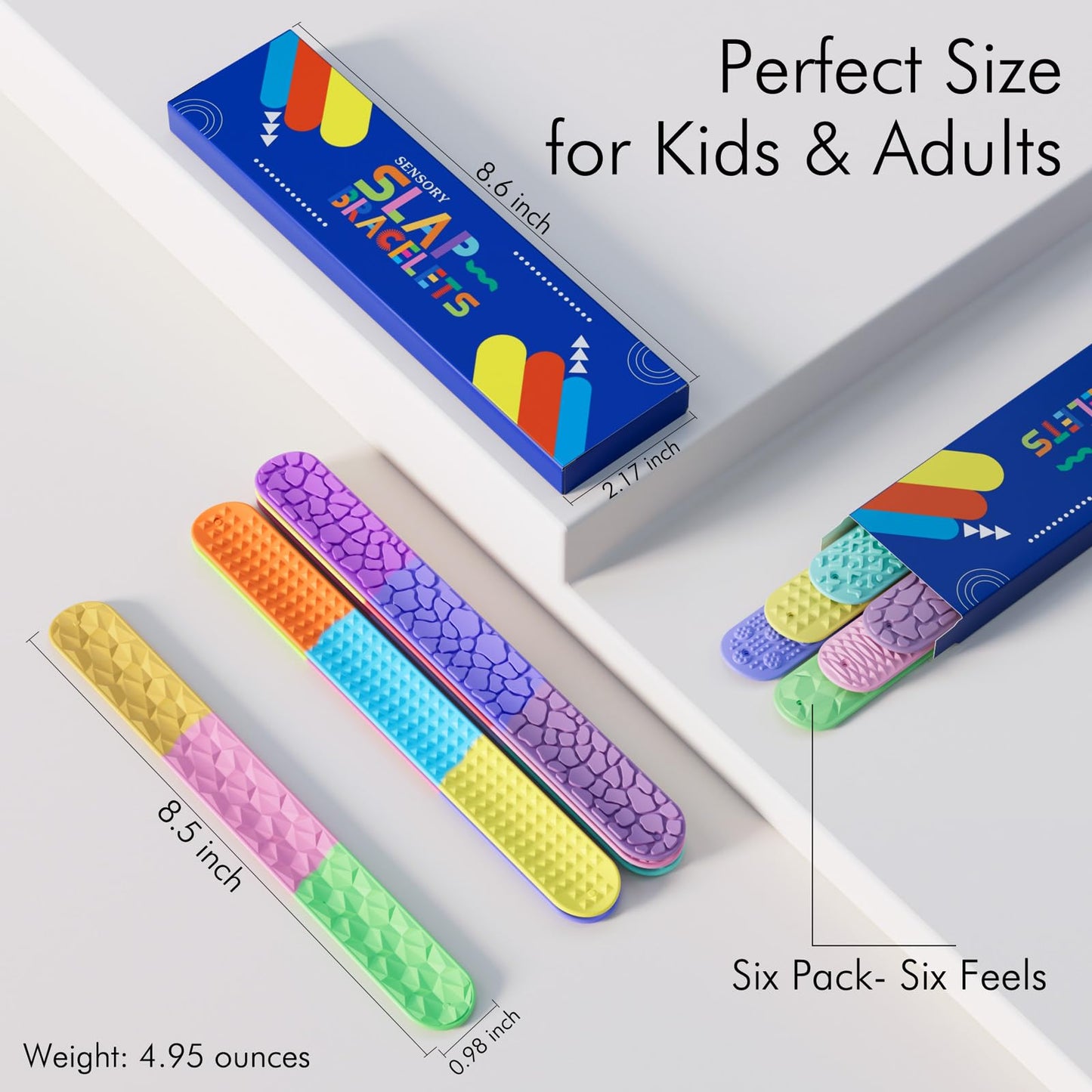 Spkwis Sensory Slap Bracelets — 6-Pack Fidget Toys for Kids & Teens | Textured Silicone Snap Bracelets