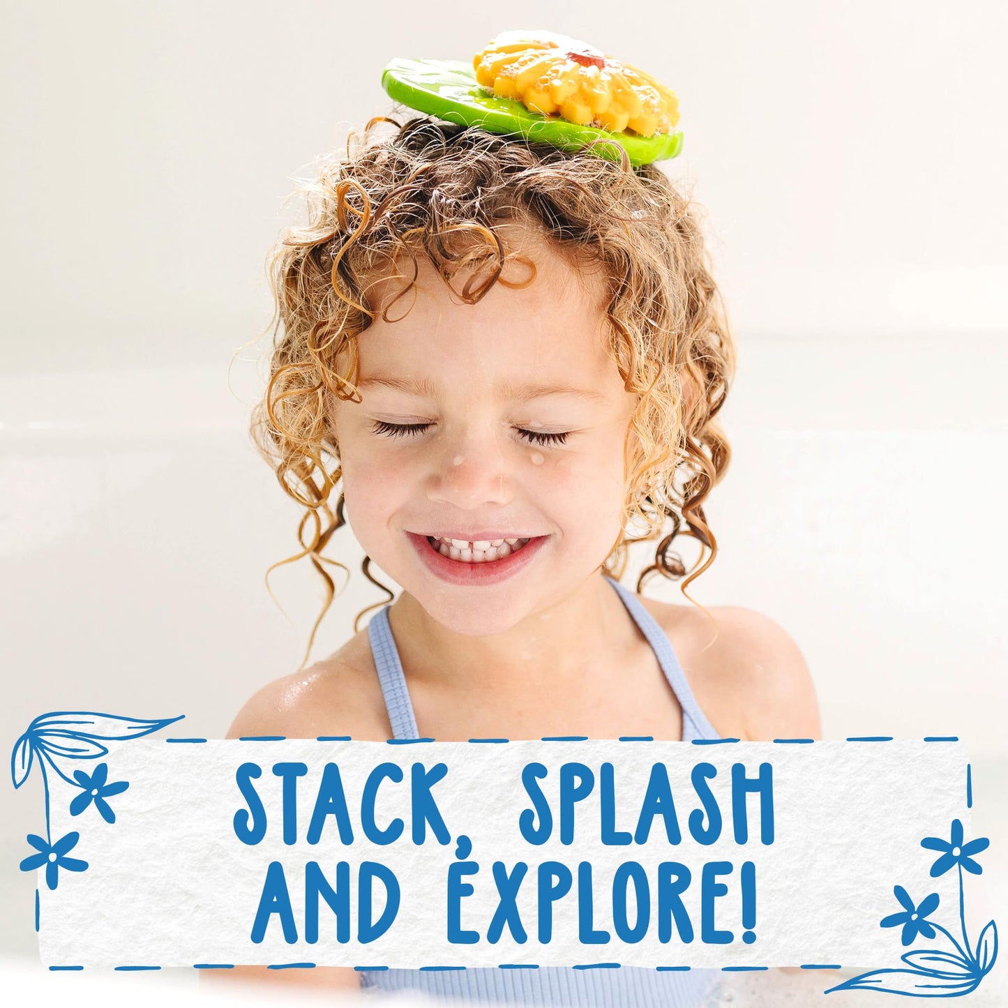 SplashEZ Mold Free Bath Toys for Kids & Toddlers – 3-Piece Lily Sunflower Rose Set (No Hole)