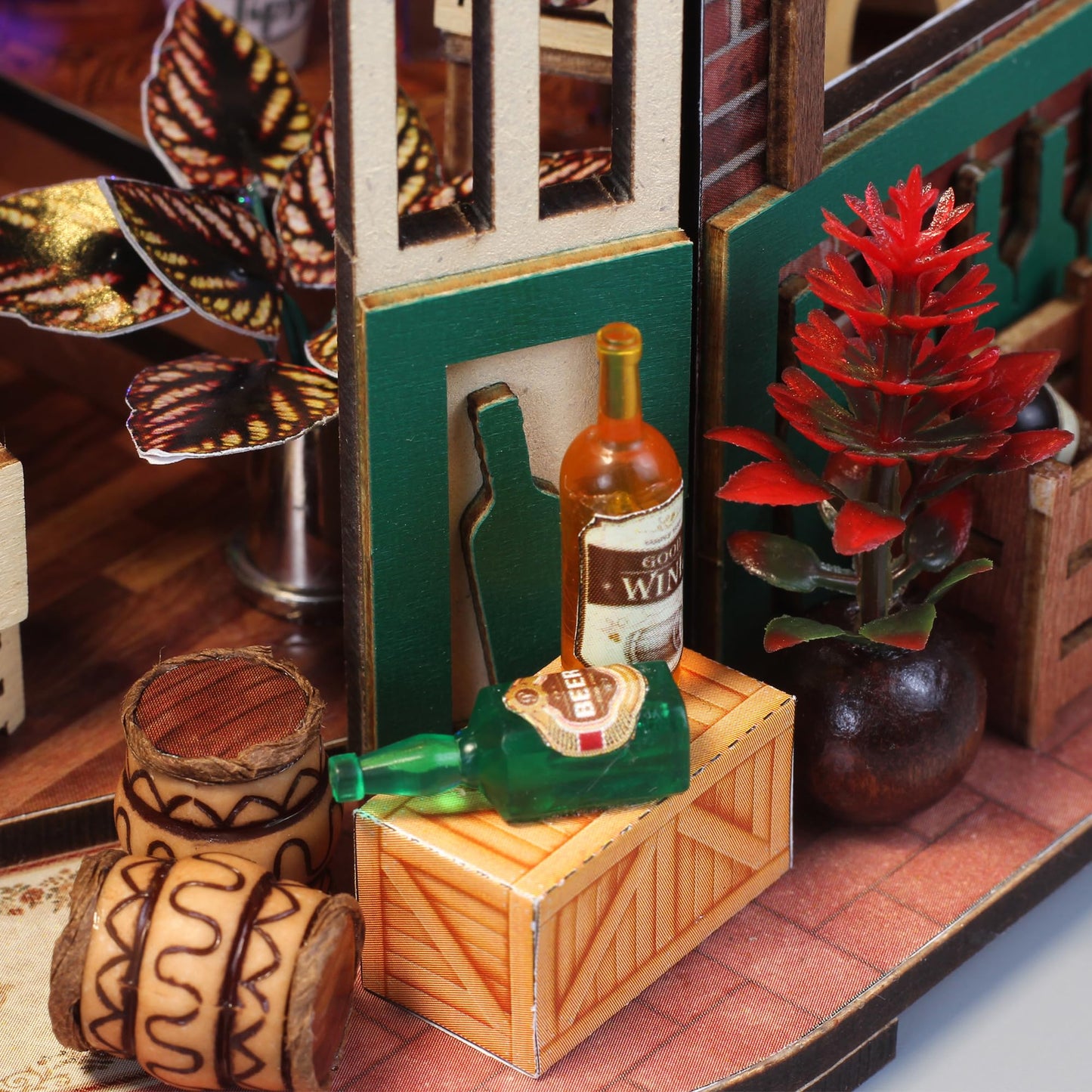 Splashora DIY Miniature Tavern Dollhouse Kit with LED Lights - Retro Pub Decor