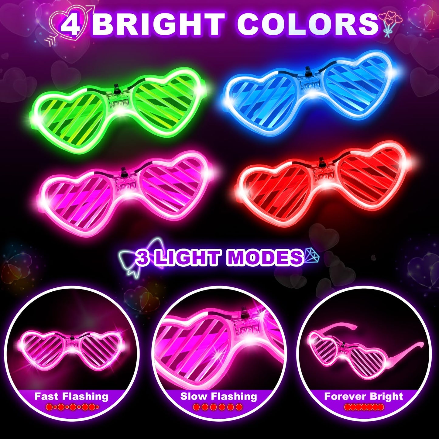 SpringFlower Valentines Day Cards with Light Up Glasses – Classroom Gifts & Party Favors