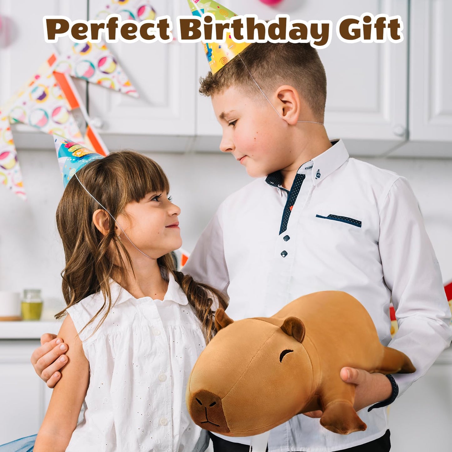 SQEQE Stuffed Capybara Plush – Mommy with 4 Babies Interactive Toy, Gift for Kids