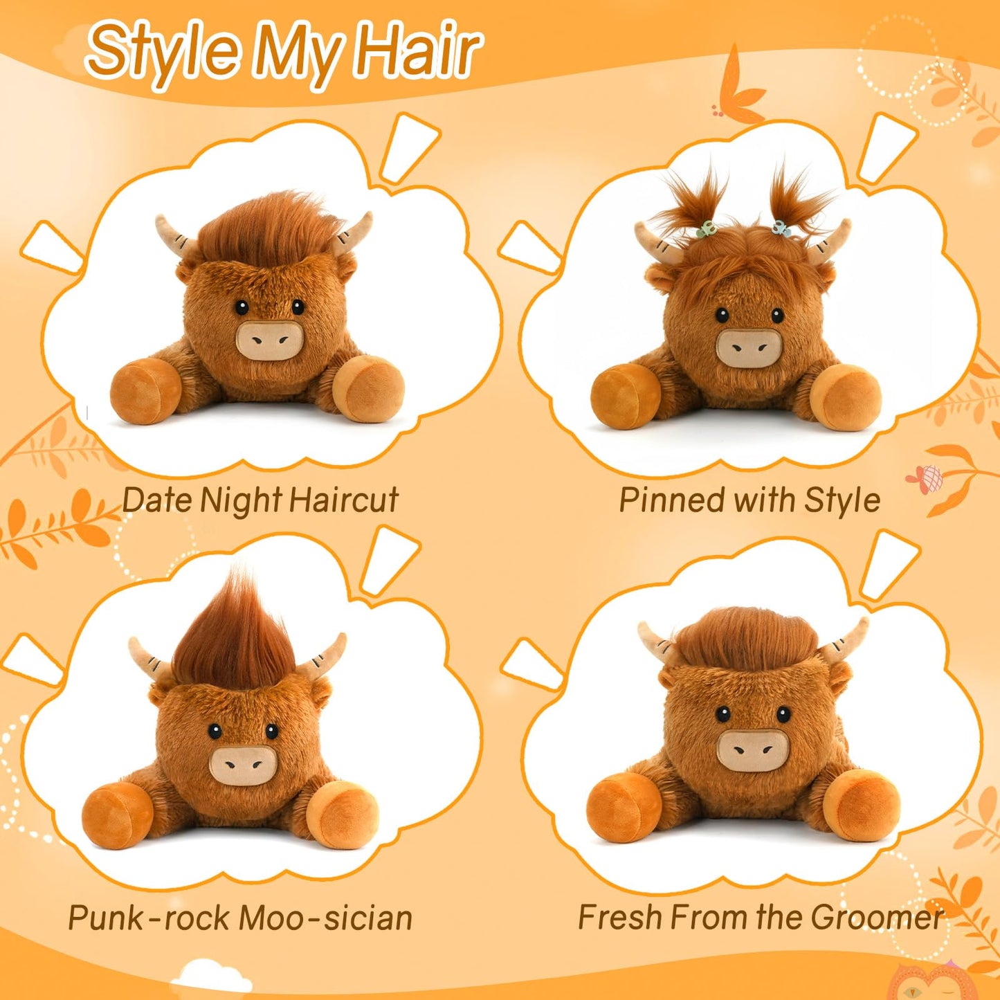 SQEQE Weighted Highland Cow Plush — 13.8-Inch Cozy Weighted Stuffed Animal (1.7 Lbs)