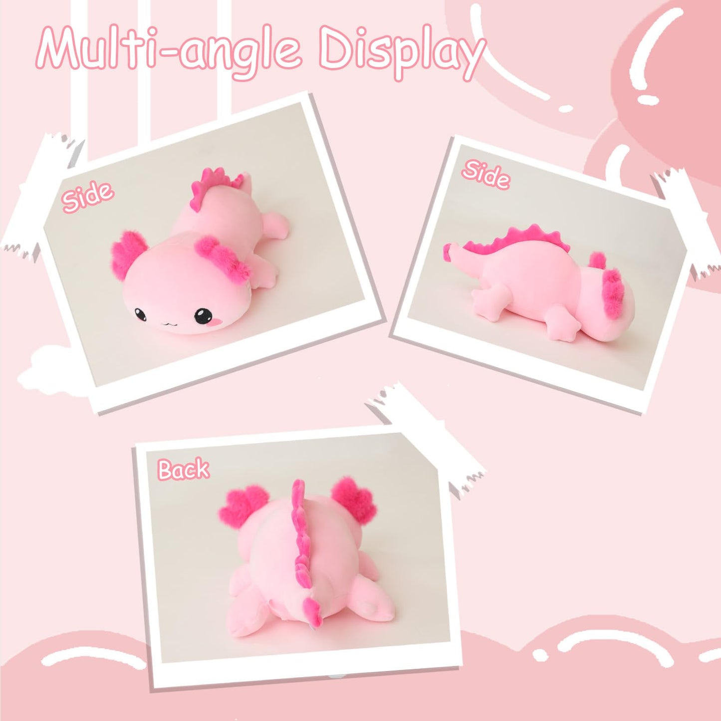 SQEQE Weighted Axolotl Plush — Soft Pink 13.8 Inch, 1.6 Lbs