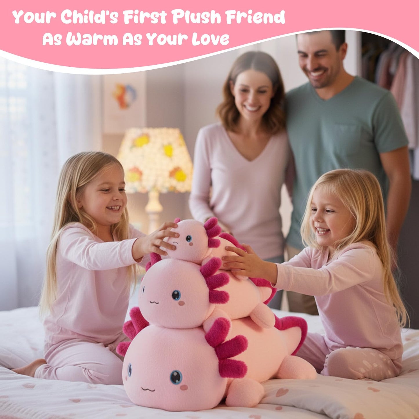 SQEQE Weighted Axolotl Plush — 13.8-Inch Soft Hug Pillow, Cozy Gift for Kids & Adults
