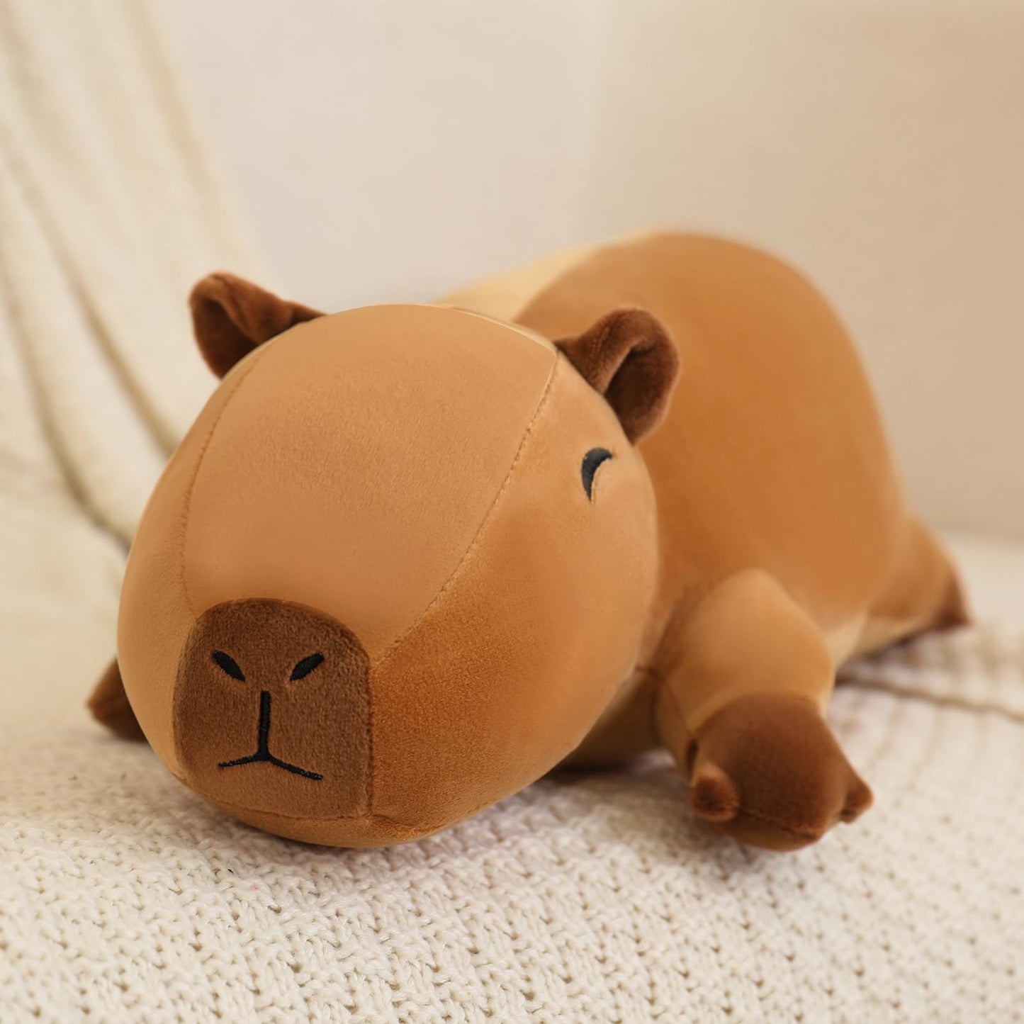 SQEQE Weighted Capybara Plush 13.8 Inch - Cozy Weighted Stuffed Animal Pillow