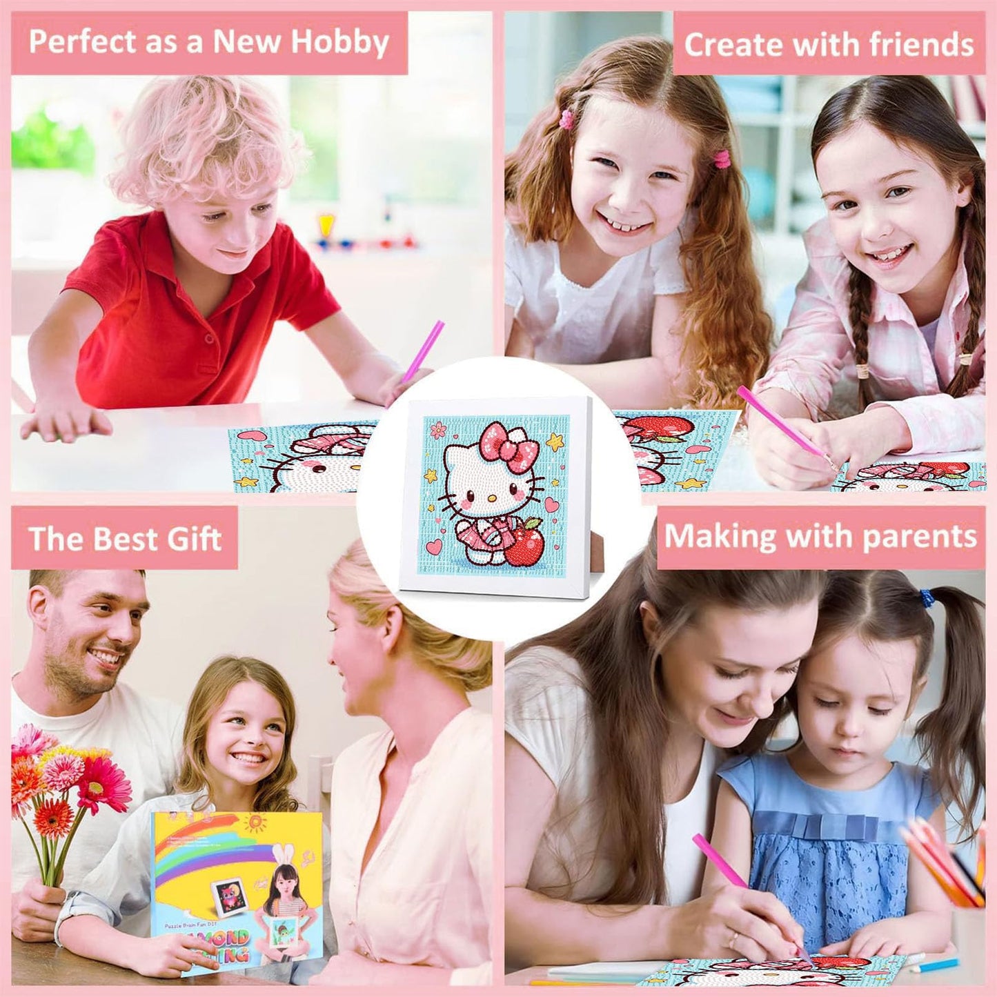 Sretoul Cartoon Diamond Art Kit for Kids with Frame – Easy DIY Crystal Art for Ages 4–12