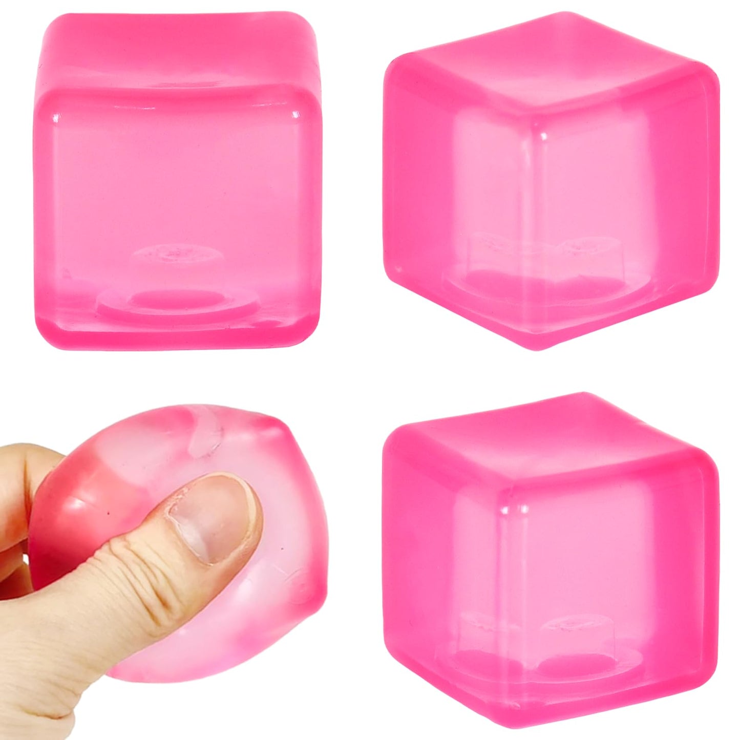 Ssqauvig Ice Cube Stress Ball – Pink 5 cm Fidget Toy for Anxiety Relief and Focus