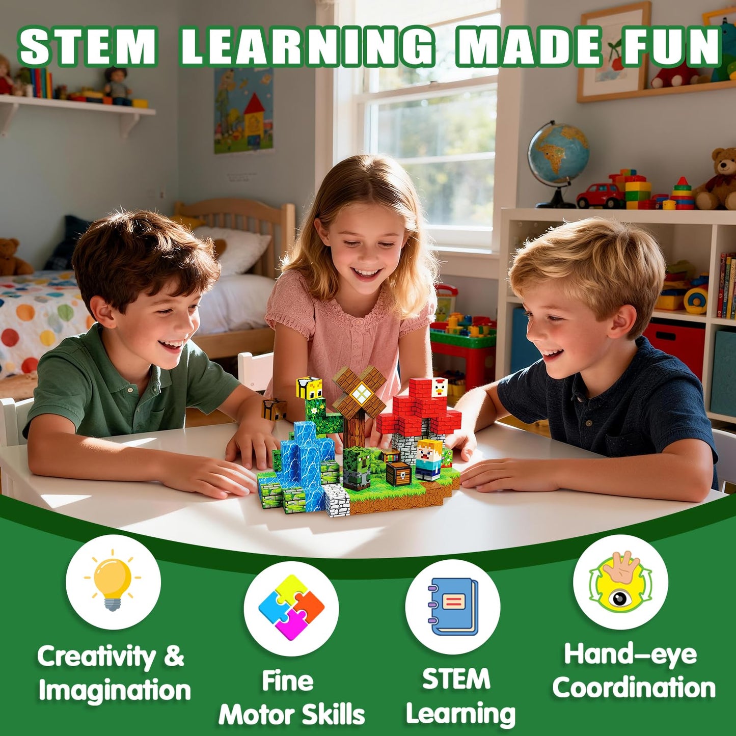 SSAWER Magnetic Blocks – 100-Piece Magnetic Building Set for Kids 3+ | STEM Toy & Creative Gift