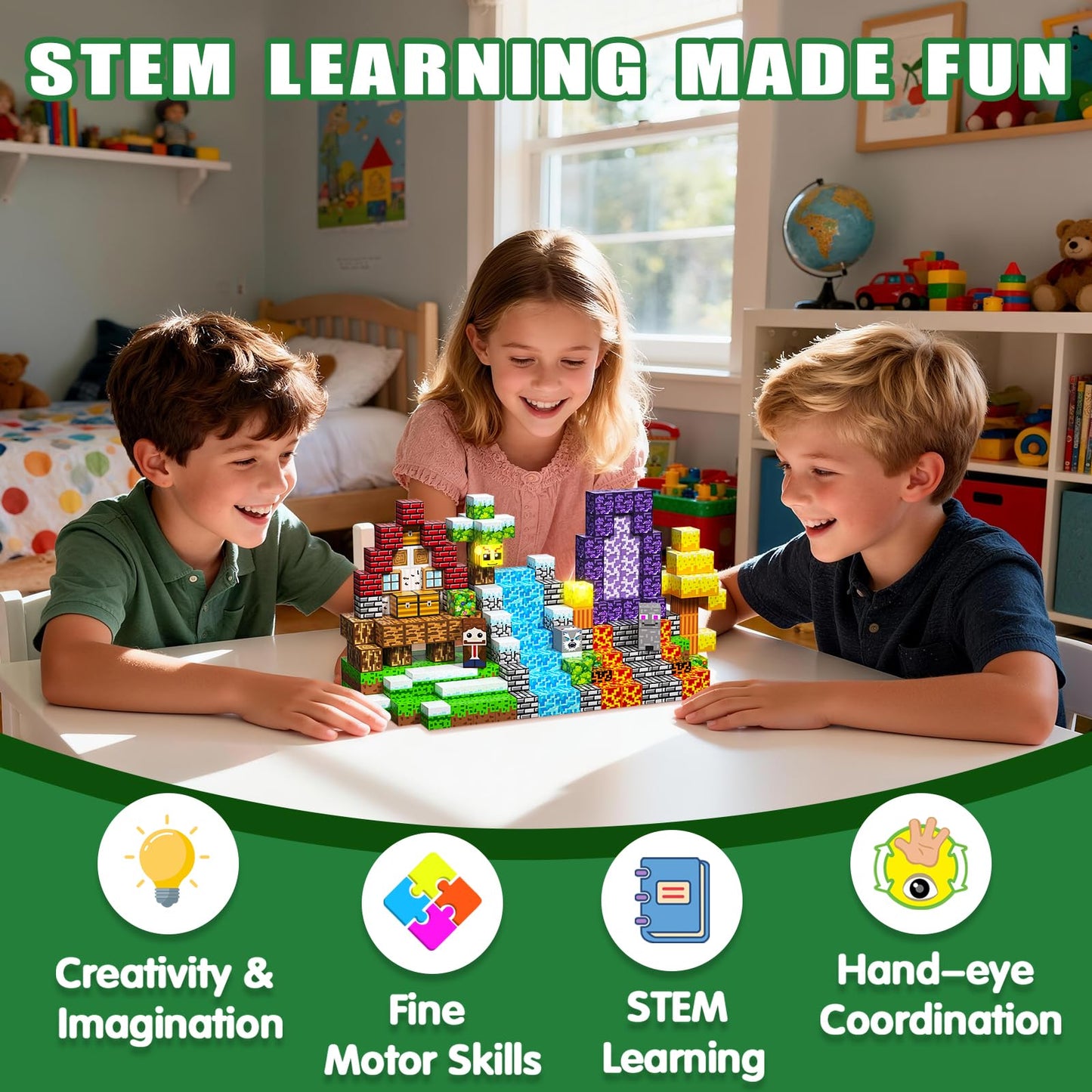 SSAWER Magnetic Blocks 208-Piece Set – Creative STEM Building Toys for Kids 3+ | Gift-ready