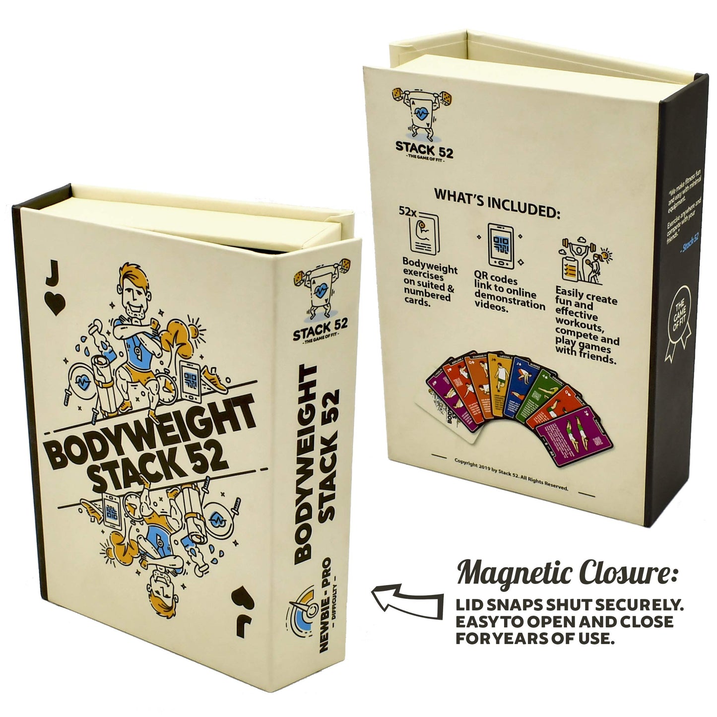 Stack 52 Bodyweight Exercise Cards — Portable No Equipment Deck with Video Instructions