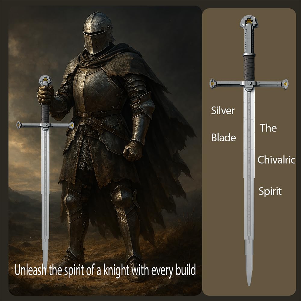 STADREWVY Long Sword Building Block Set – Medieval Fantasy Knight's Sword Model for Display
