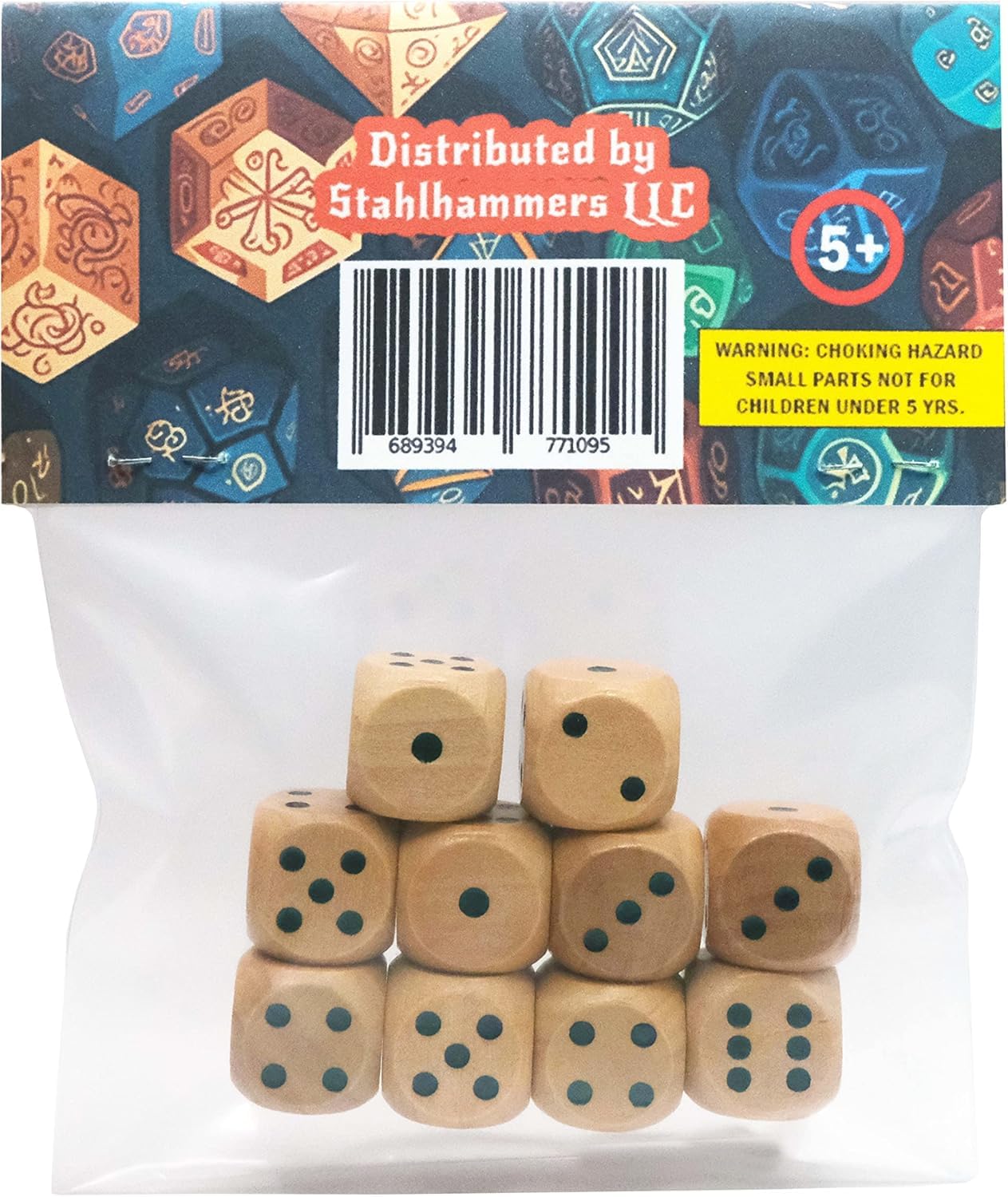 STAHLHAMMERS 10-Pack Wooden Dice Set | 16mm Standard Dice for Board Games & RPGs