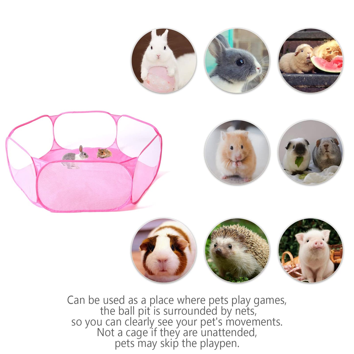 STARBOLO Cute Hexagon Kids Ball Pit — Collapsible Indoor/Outdoor Play Fence (Pink)
