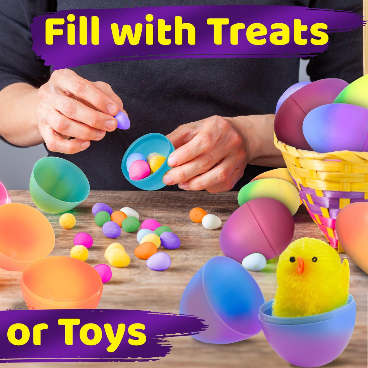 Stargo 32 Pack Plastic Easter Eggs - Large 3.2-Inch Fillable Ombre Pastel Eggs