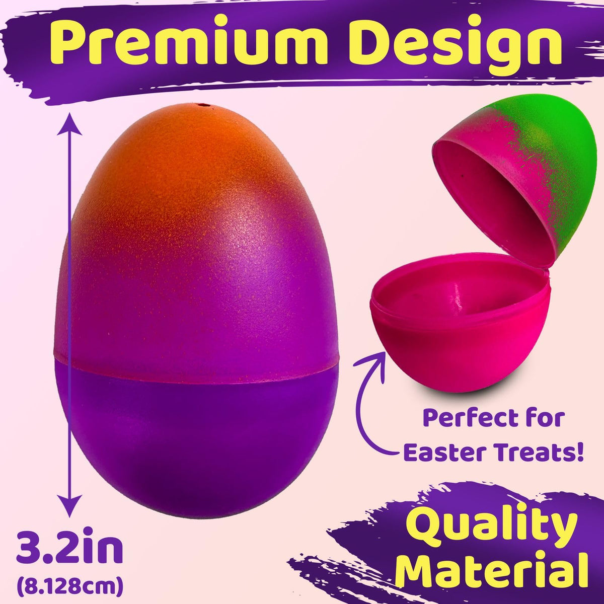 stargo 16 Pack Large 3.2-inch Fillable Plastic Easter Eggs – Bright Ombré for Easter Egg Hunts