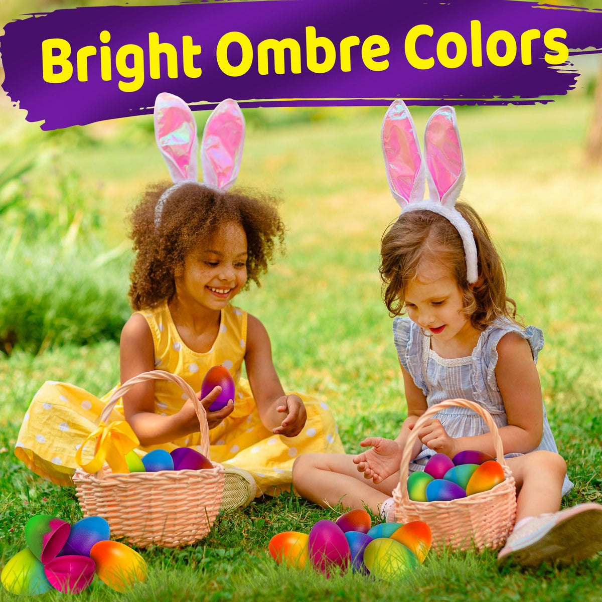 stargo 16 Pack Large 3.2-inch Fillable Plastic Easter Eggs – Bright Ombré for Easter Egg Hunts