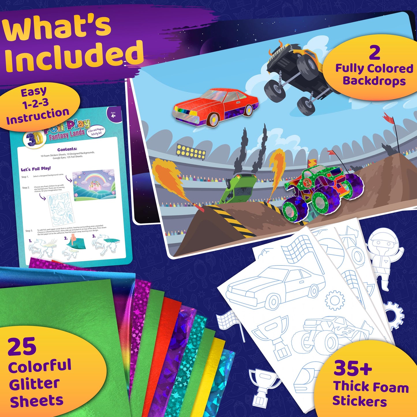 Stargo 2 Pack Foil Art Kit for Kids – Stickers & Foil Sheets, Ages 4-8