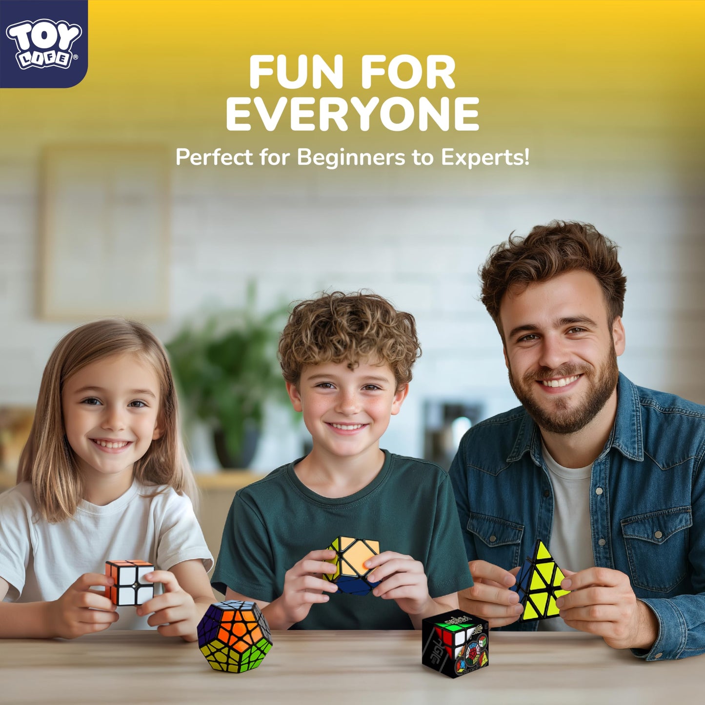 STEAM Life Speed Cube Set 5 Pack – 3x3, 2x2, Pyramid, Megaminx & Skewb